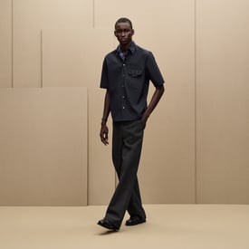 Shirt with leather detail