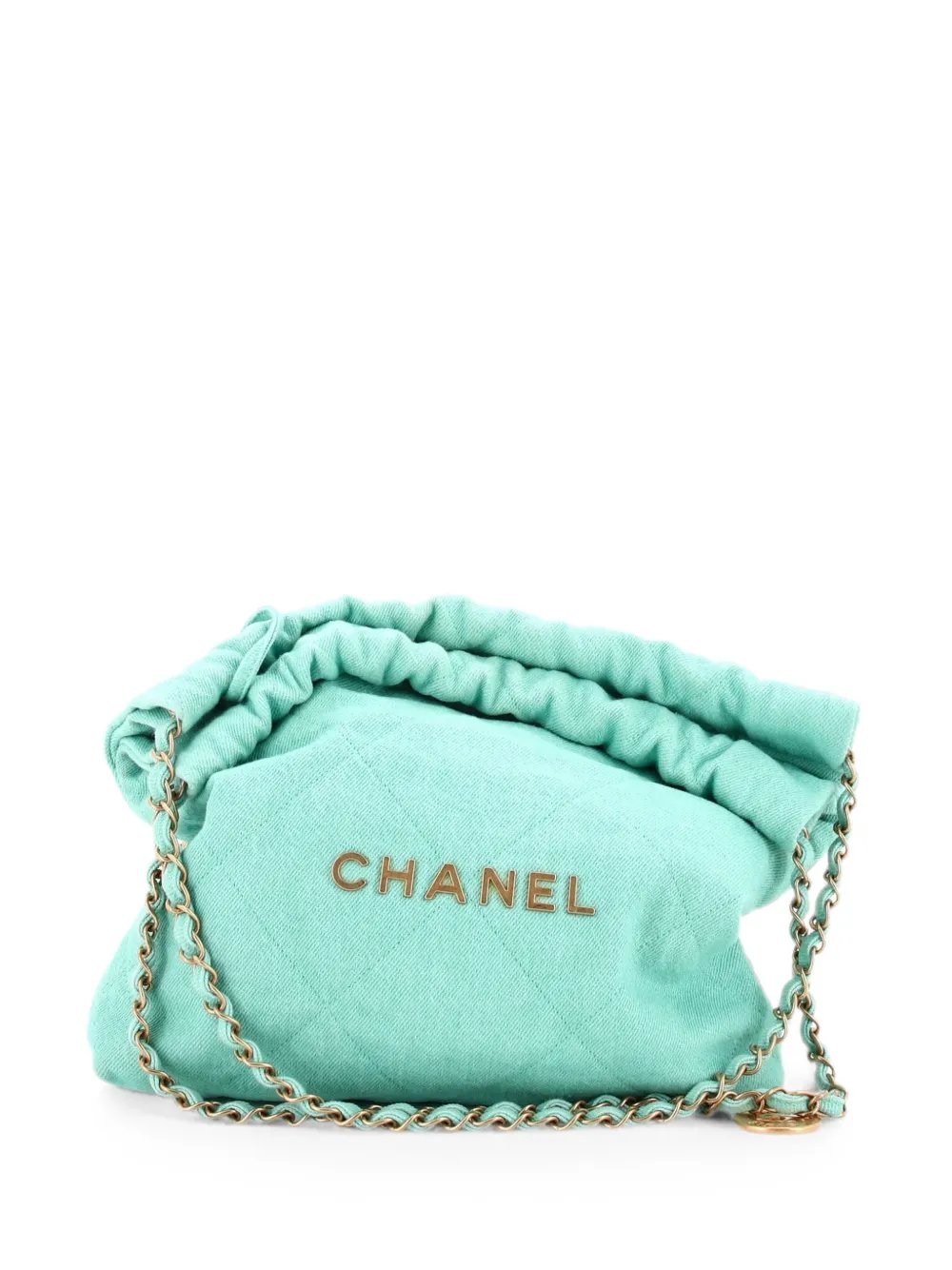 22 Chain Quilted Denim Small hobo bag