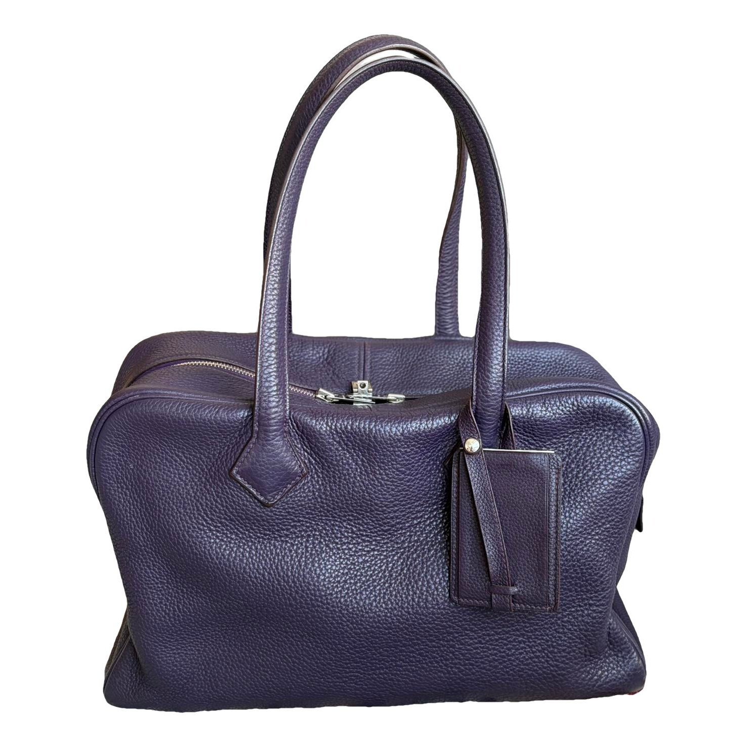 Hermes Victoria Handbag Cassis Clemence Leather