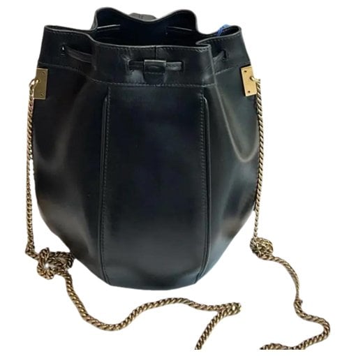 Monogram bucket leather handbag