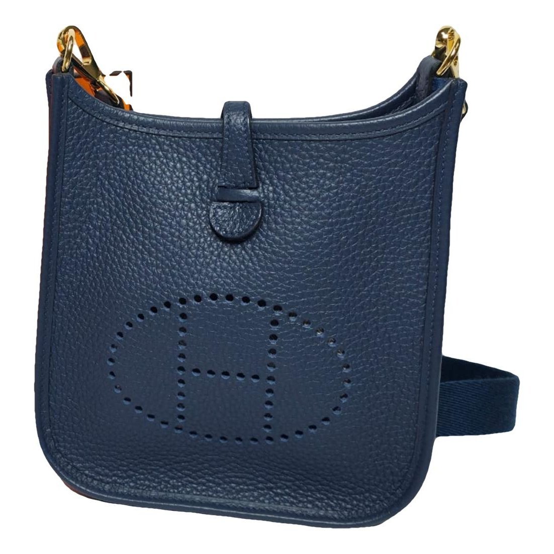 Hermes Evelyne Handbag Bleu De Prusse Clemence Leather