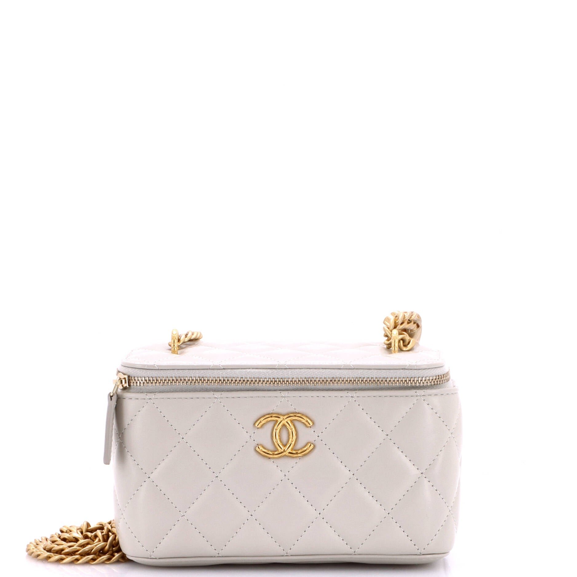 All Slide Long Vanity Case with Chain Quilted Lambskin Small