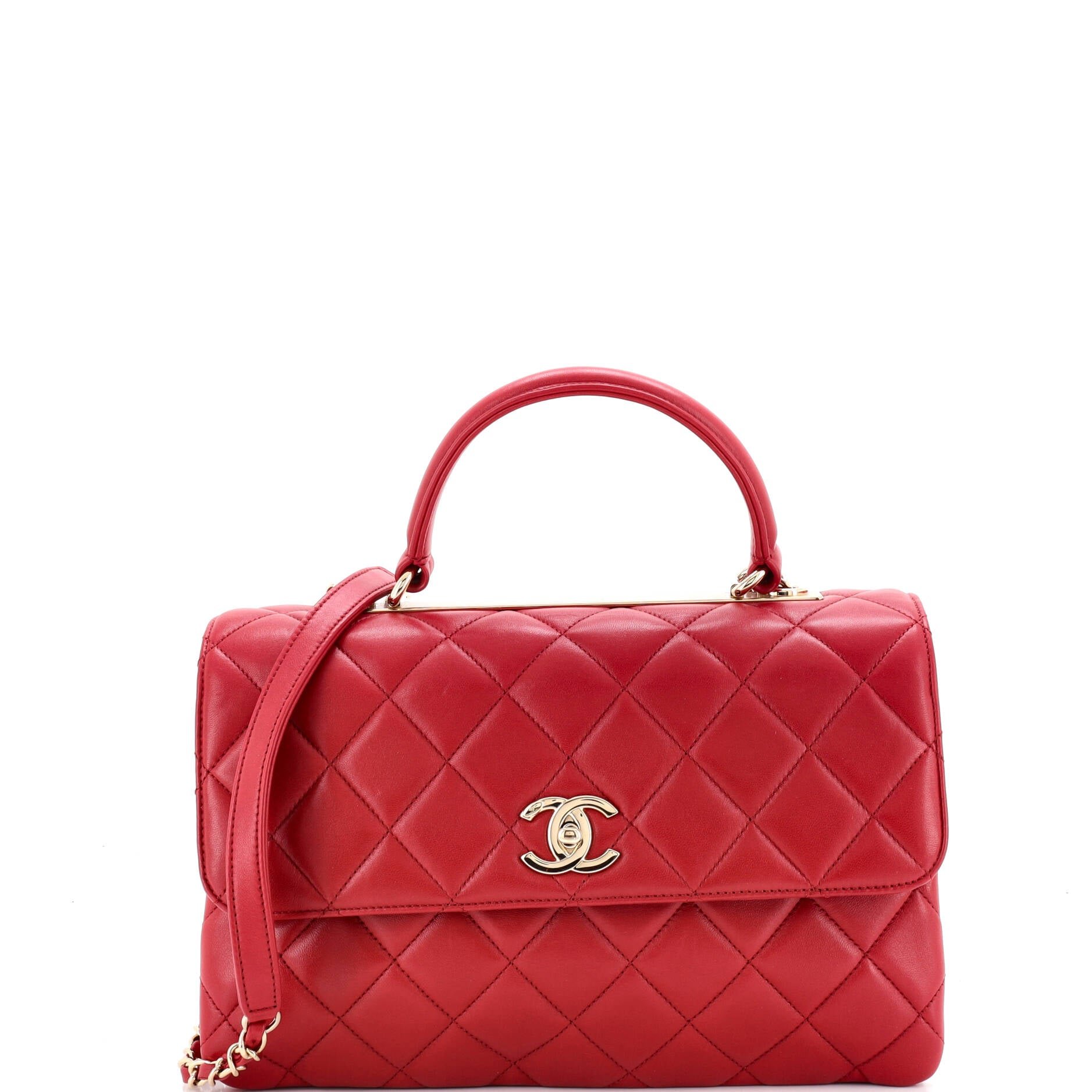 Trendy CC Top Handle Bag Quilted Lambskin Medium