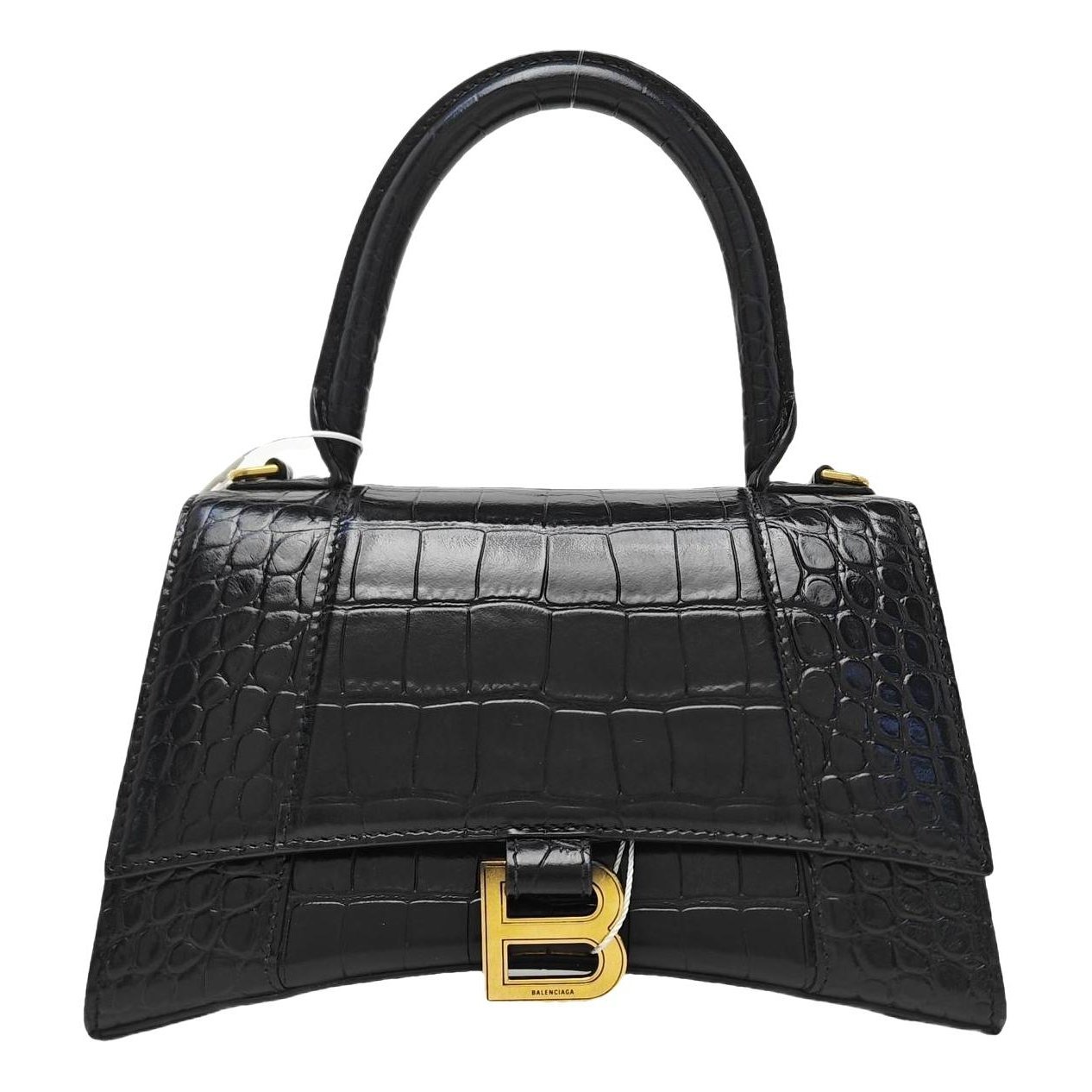 Hourglass leather handbag