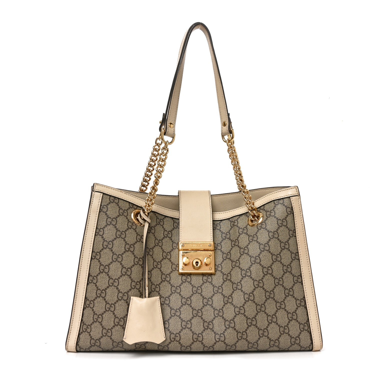 Gucci GG Supreme Monogram Medium Padlock Tote White