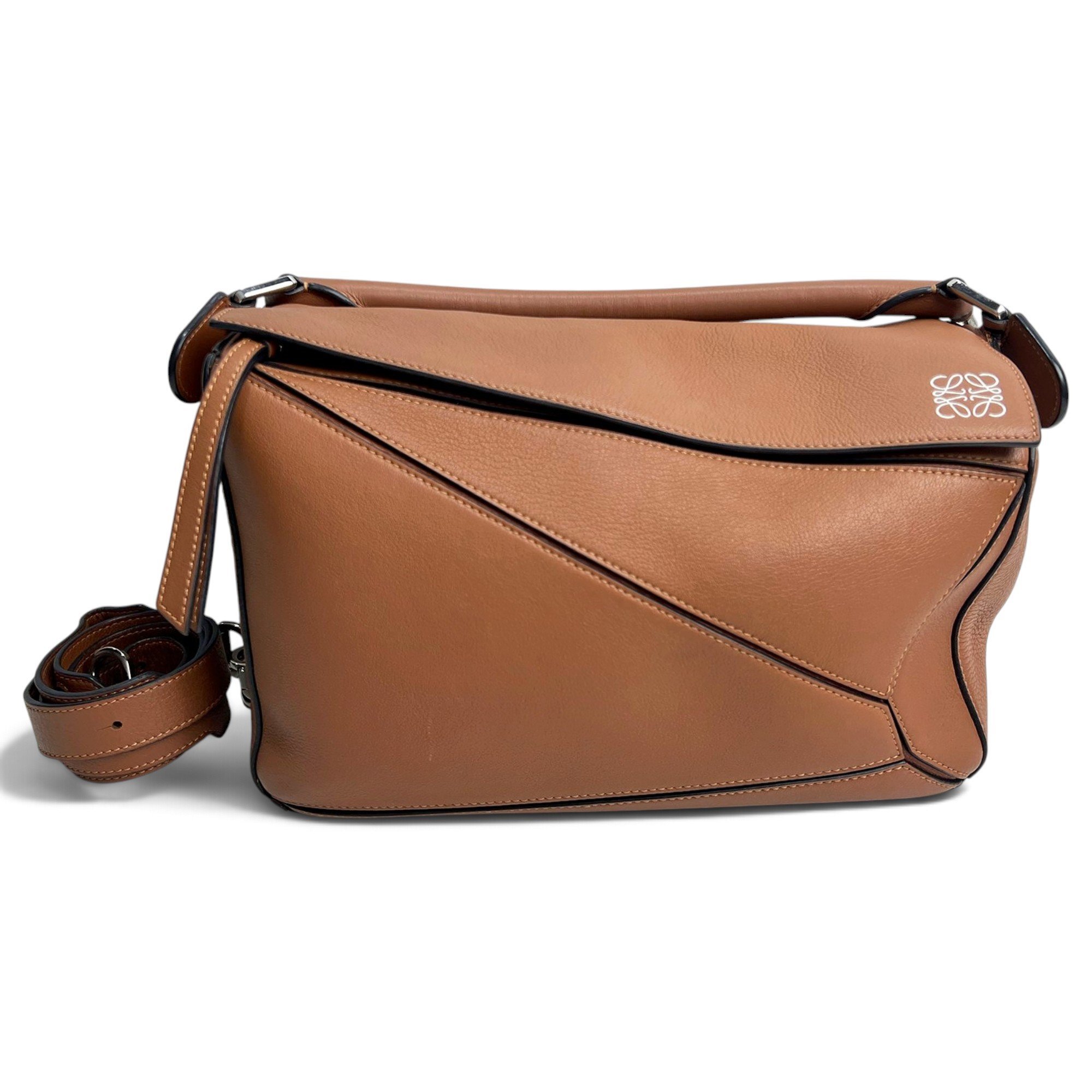 Puzzle leather handbag