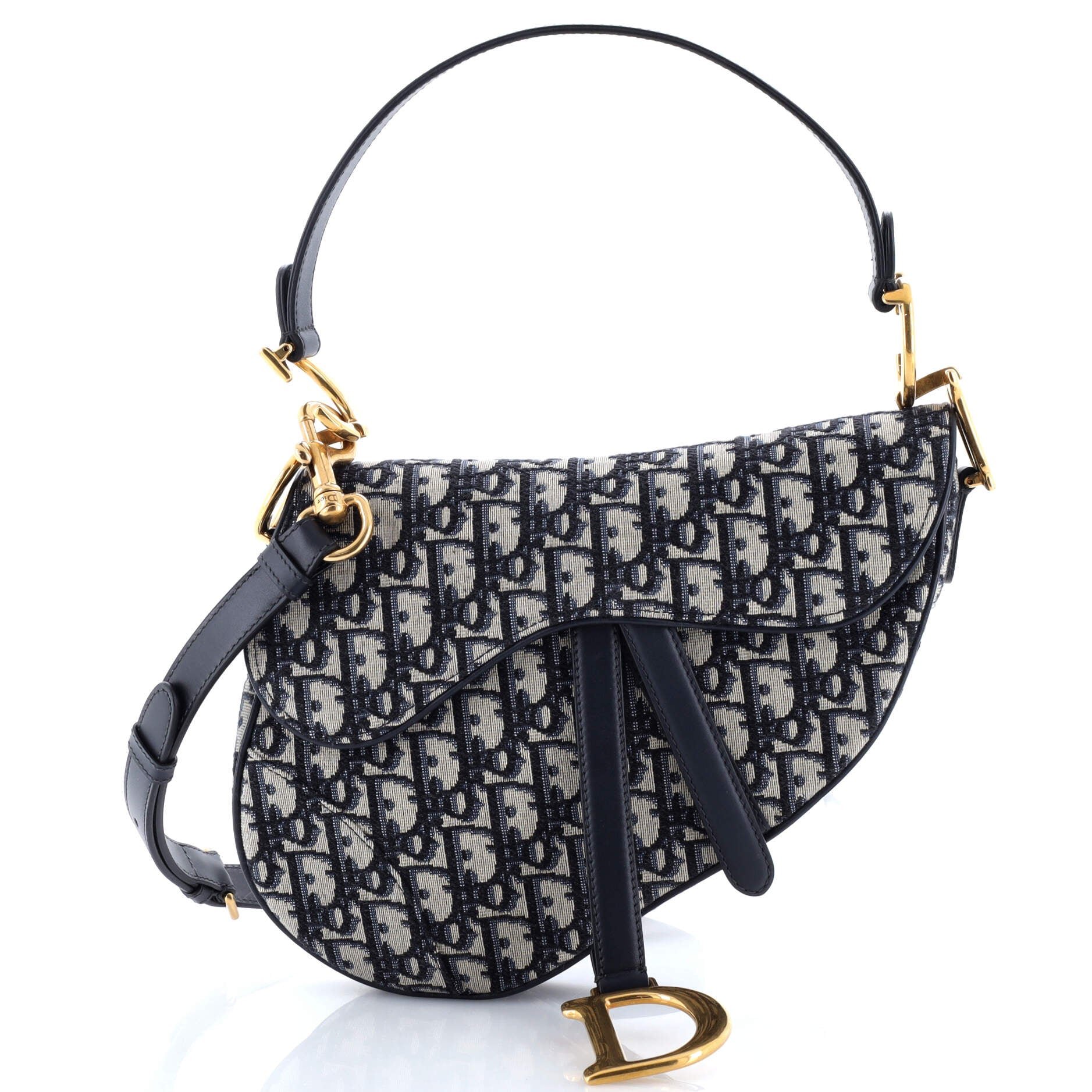Dior Saddle Handbag with Strap Oblique Canvas Medium