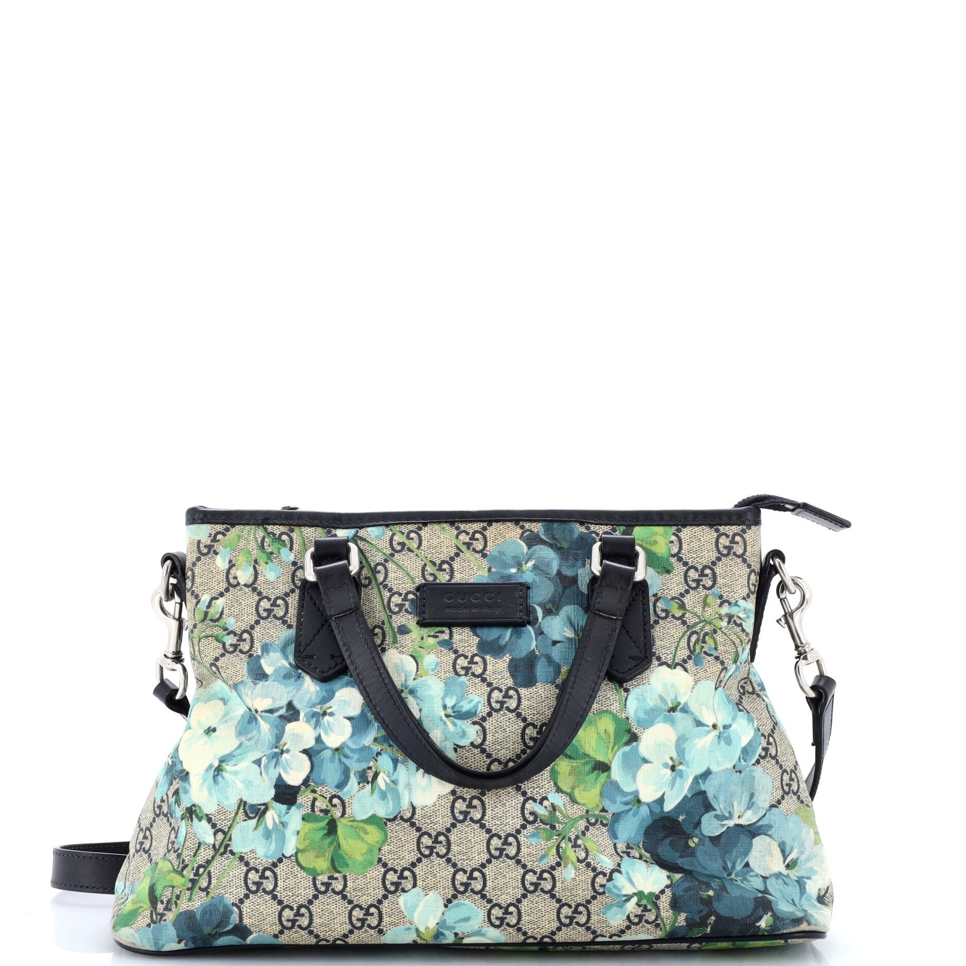 Convertible Zip Tote Blooms Print GG Coated Canvas Medium
