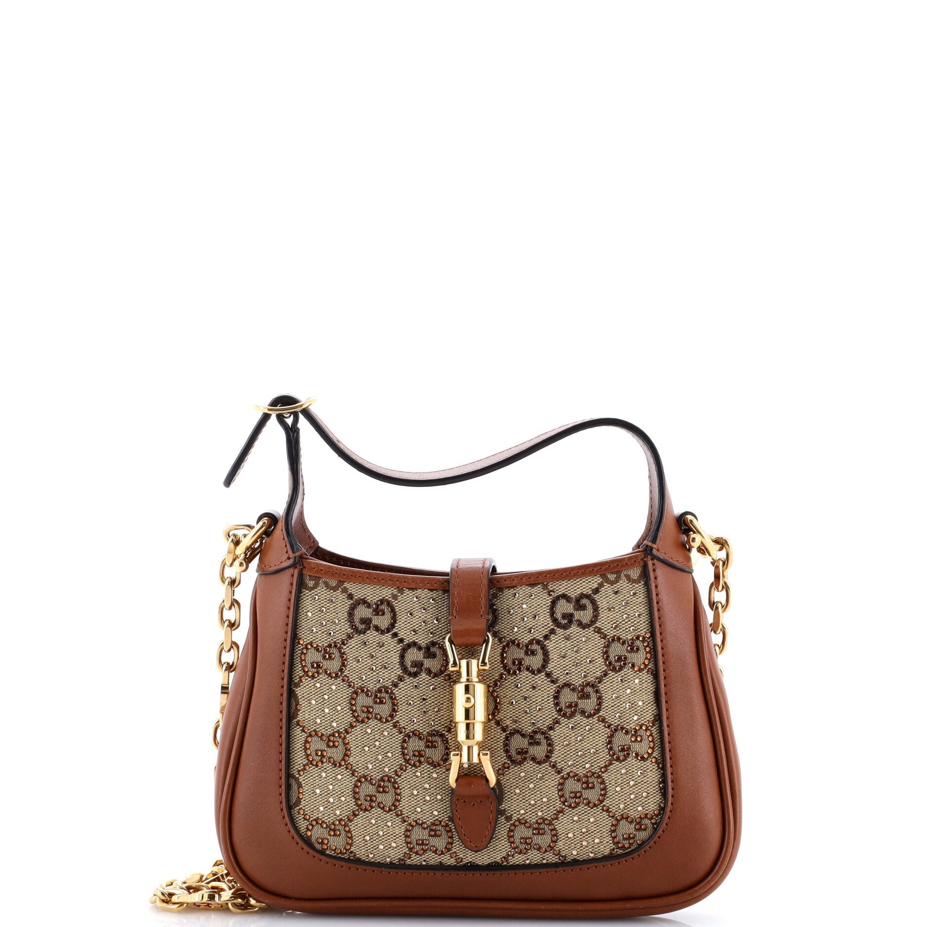 Jackie 1961 Chain Hobo Crystal Embellished GG Canvas Mini