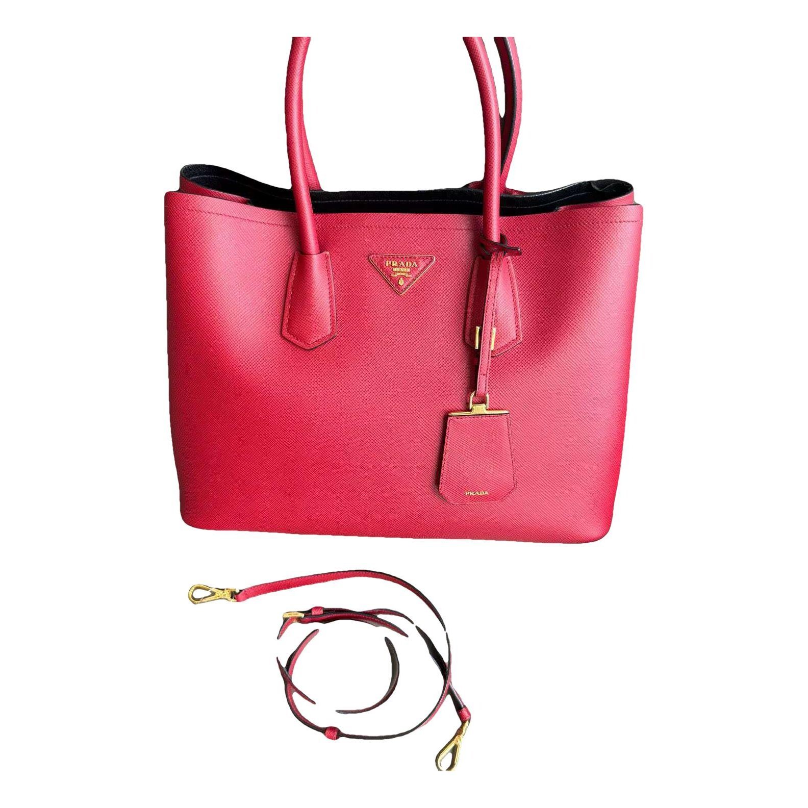 Double leather handbag