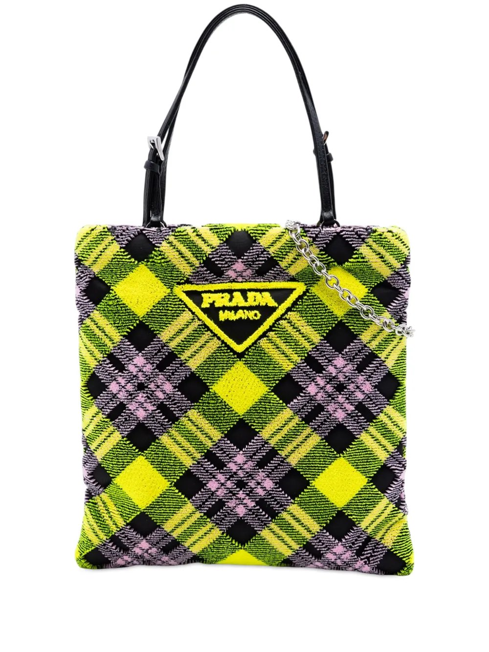 2013-2026 Plaid Velvet Logo Plaque Convertible Tote satchel