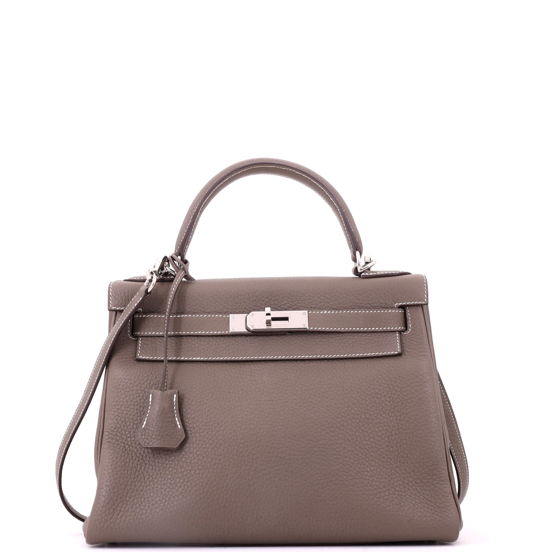 Kelly Handbag Etoupe Clemence with Palladium Hardware 28