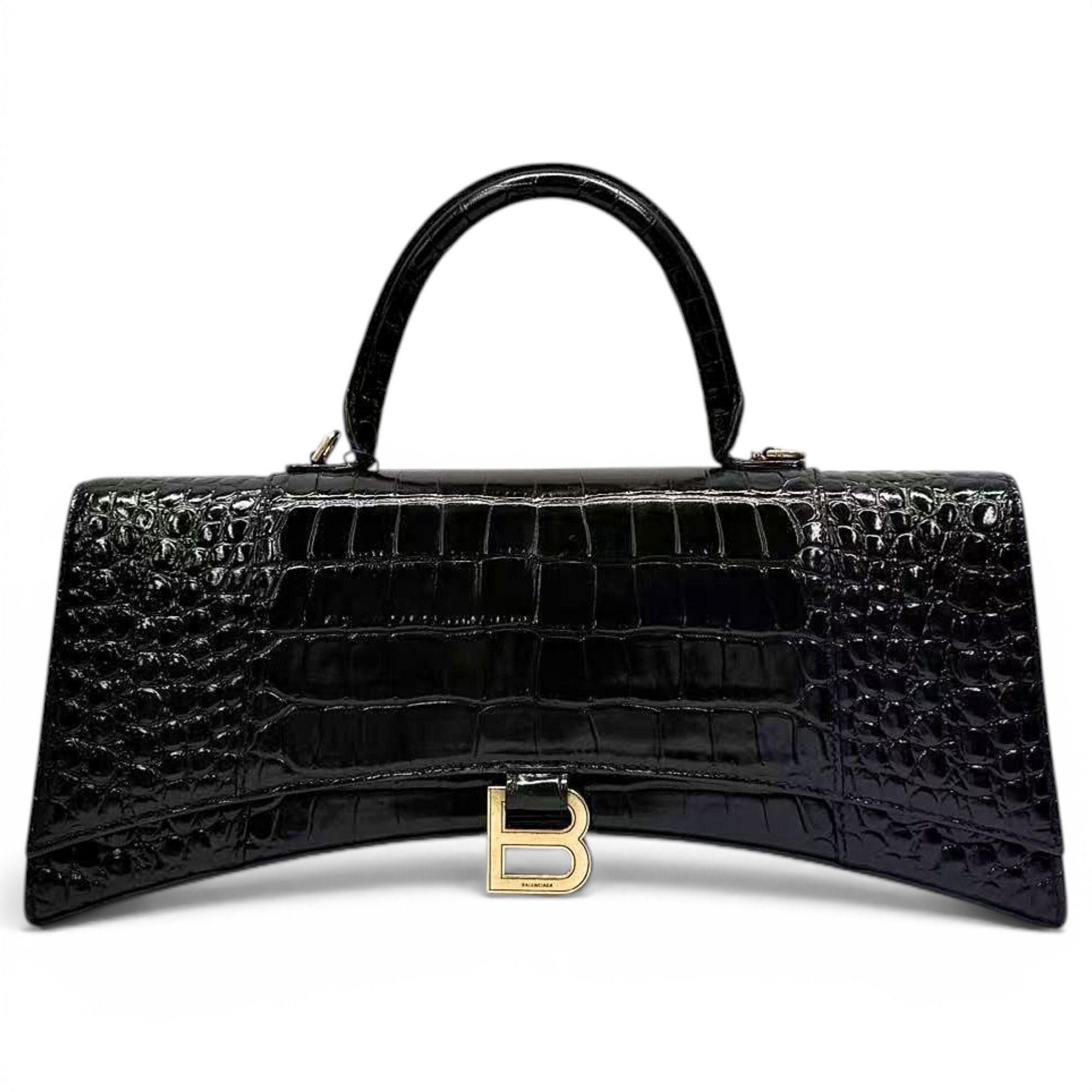 Hourglass leather handbag