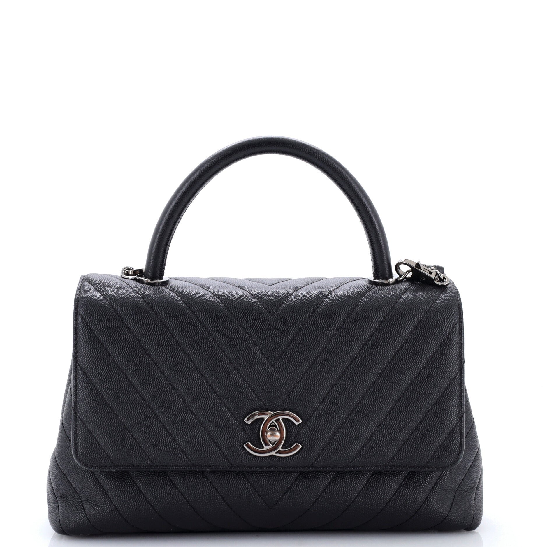 Coco Top Handle Bag Chevron Caviar Small