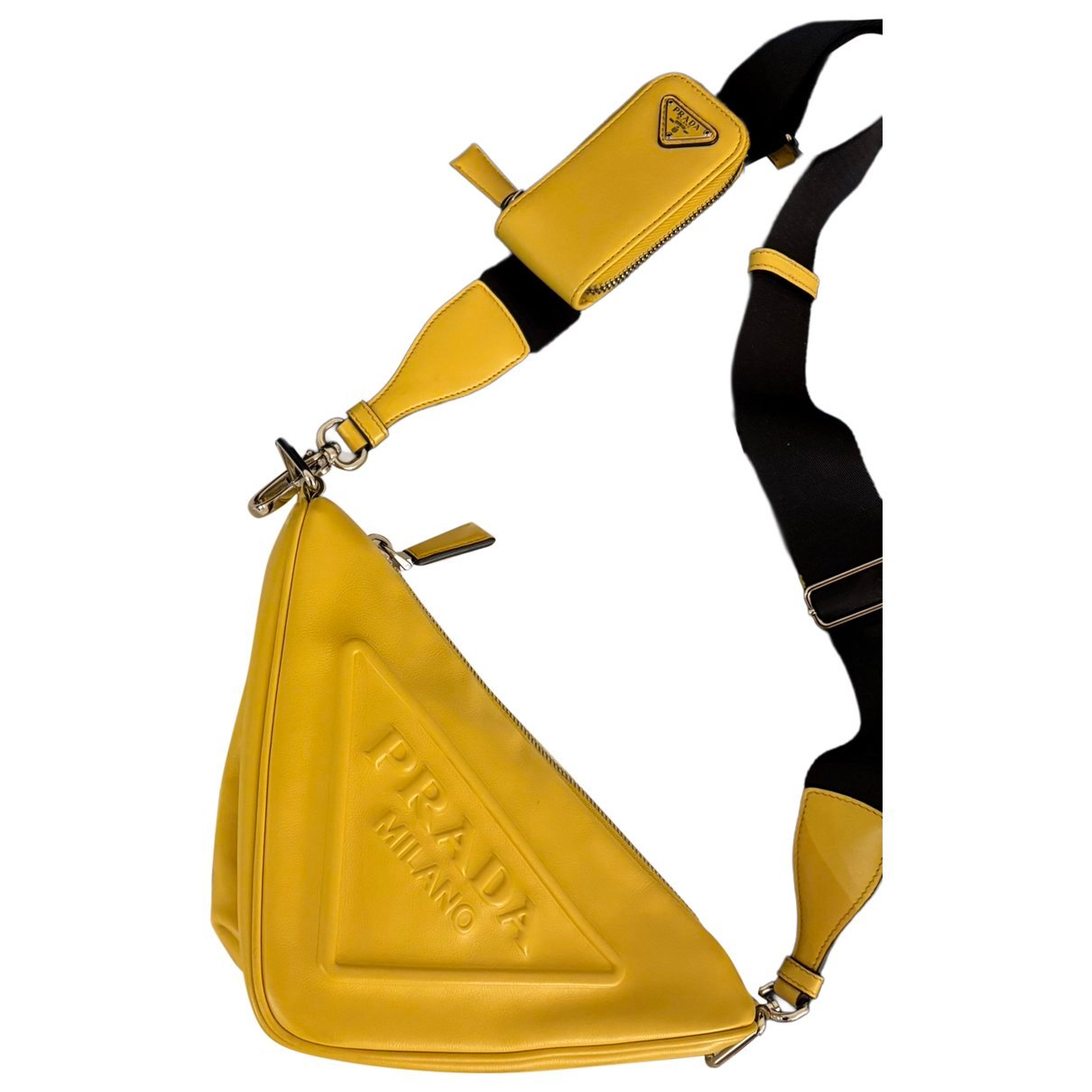 Triangle leather crossbody bag