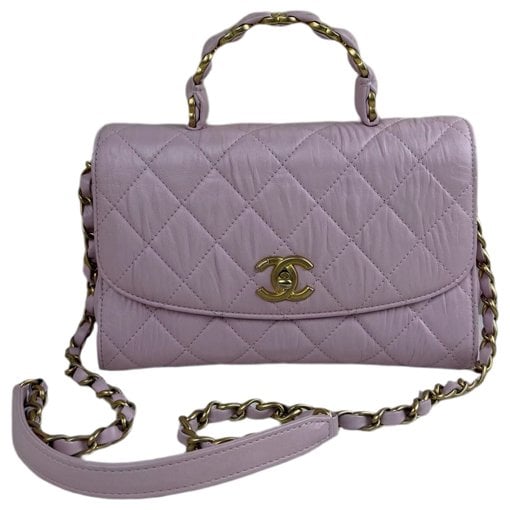 Trendy CC Top Handle leather handbag