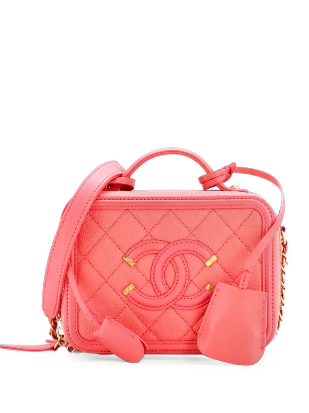 Filigree Vanity Case Quilted Caviar Small satchel