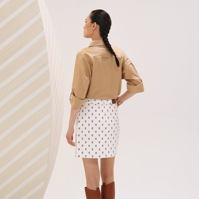 Marron Fauve "Chaine d'Ancre" Denim Miniskirt