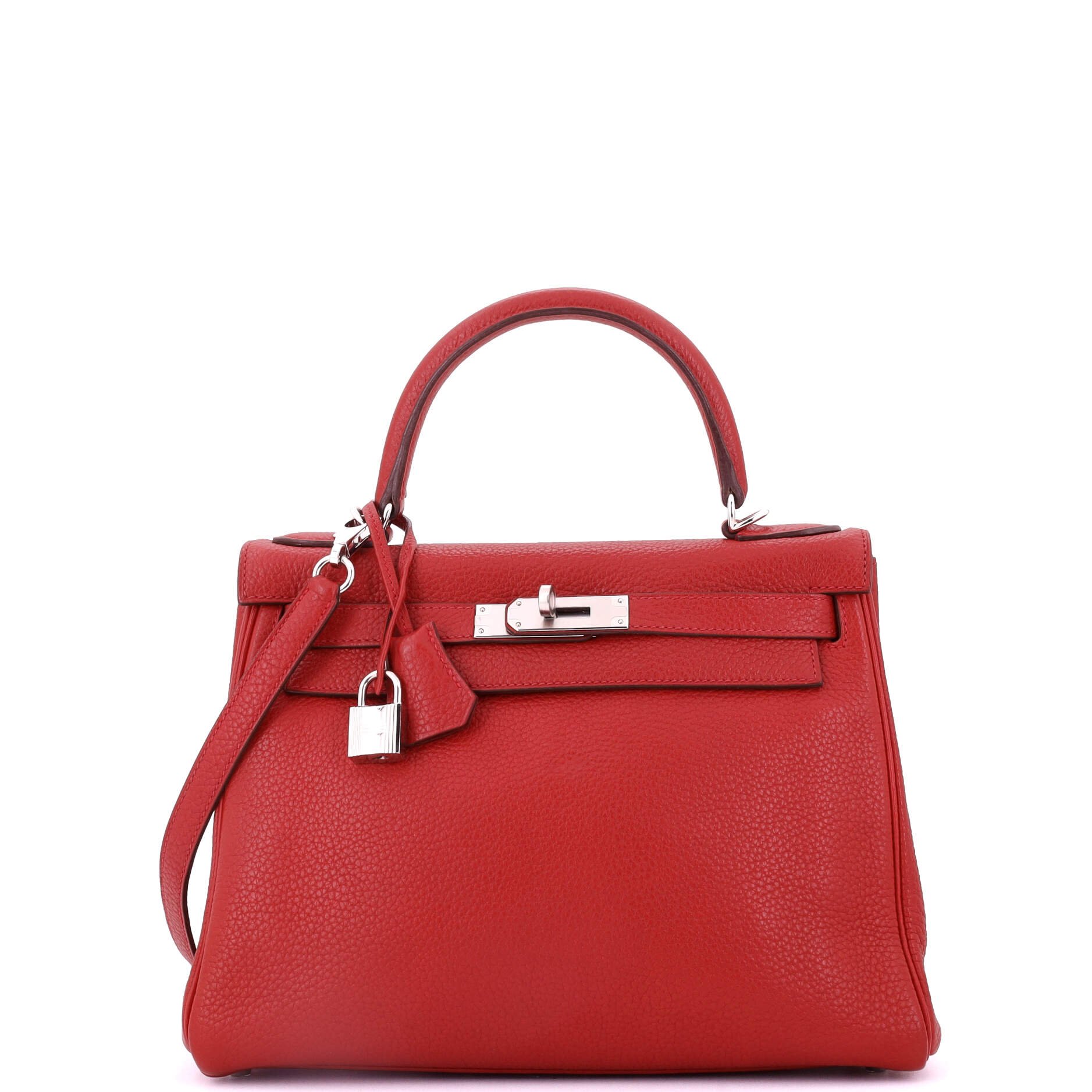 Hermes Kelly Handbag Rouge Casaque Togo with Palladium Hardware 28