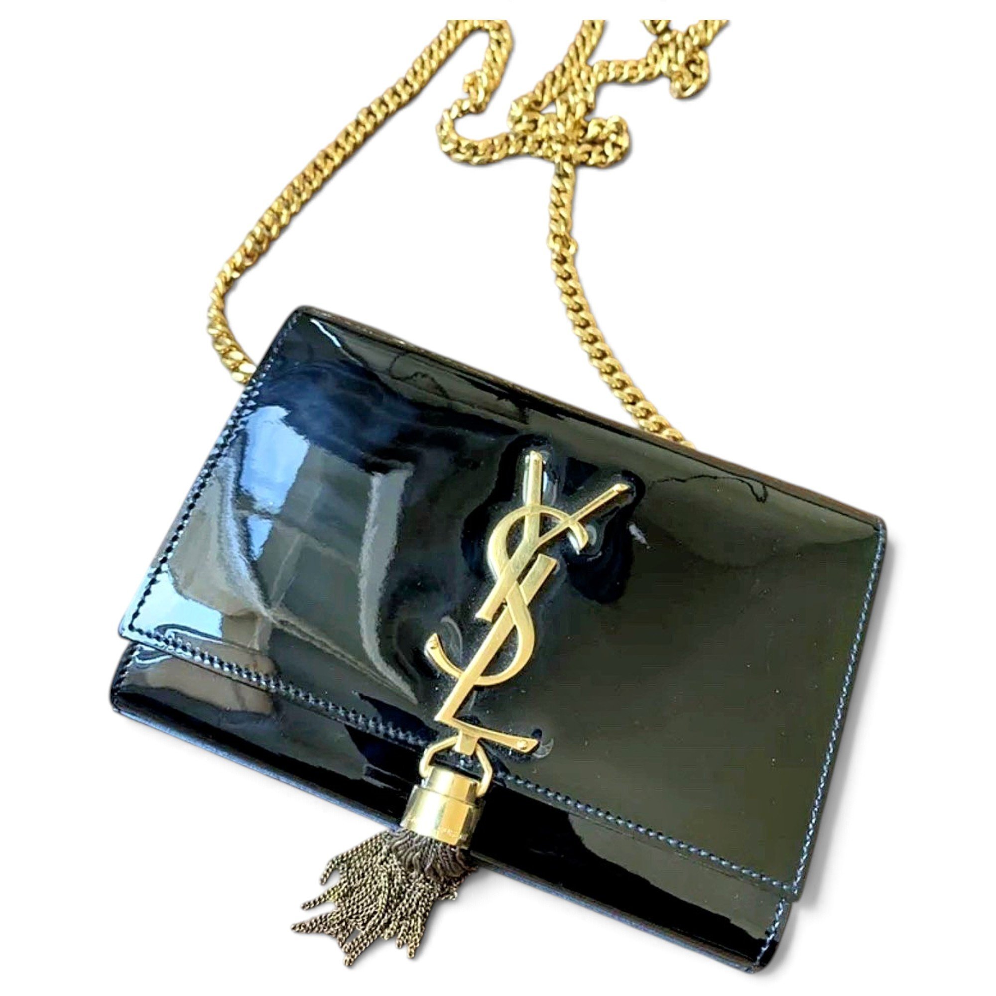 Saint Laurent Kate monogramme patent leather crossbody bag