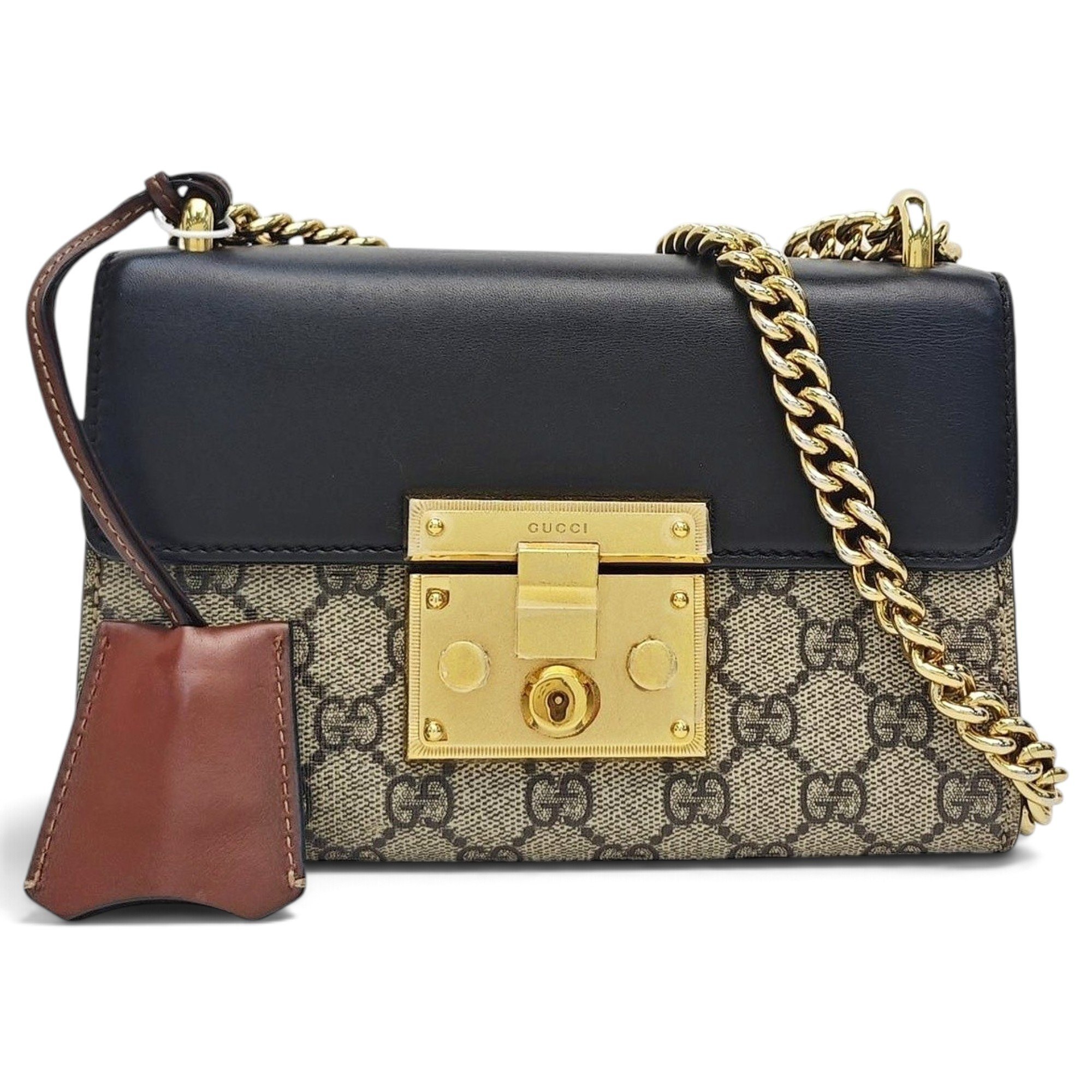 Padlock leather handbag