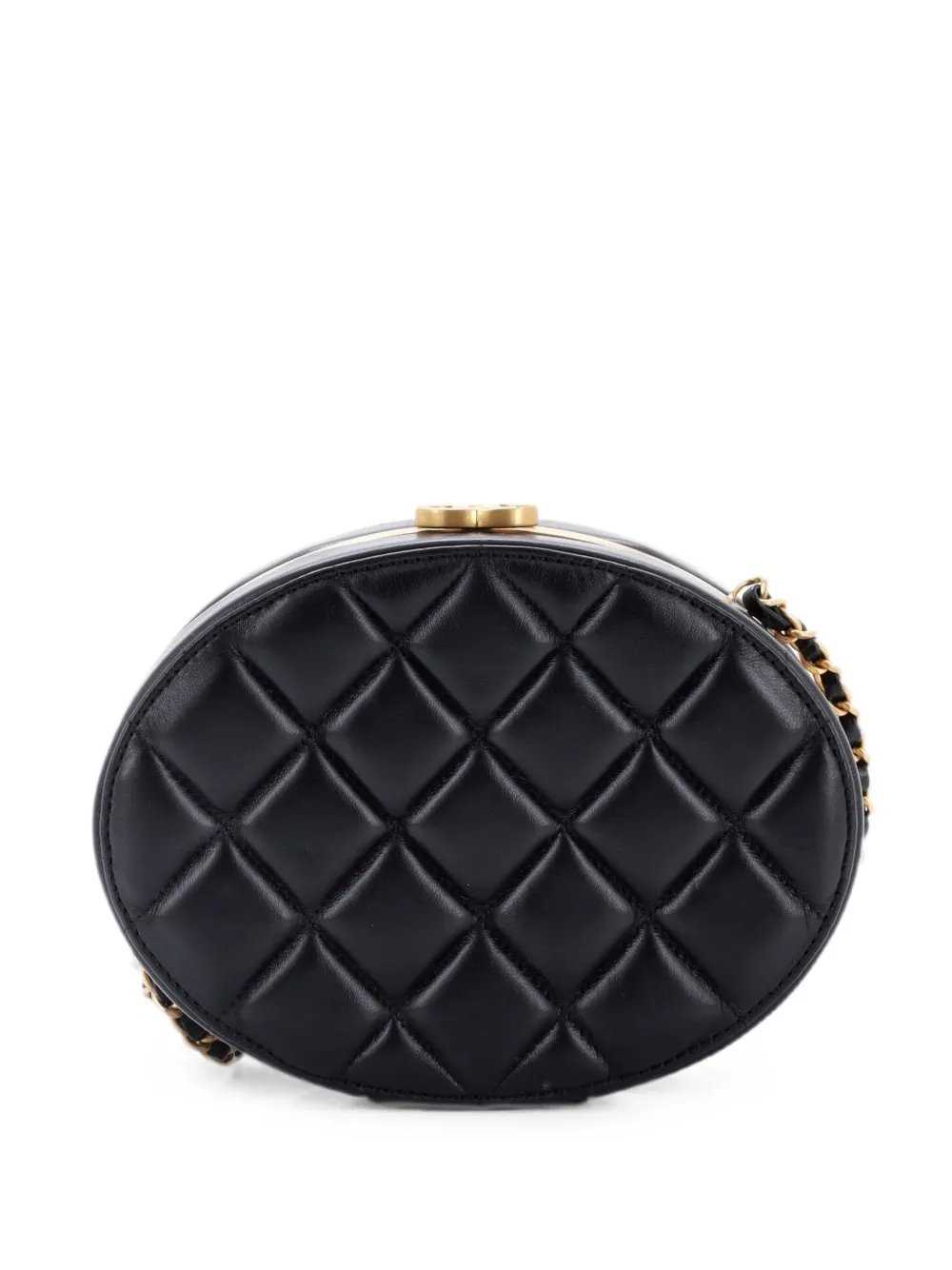 Oval Frame on Chain Quilted Lambskin clutch bag
