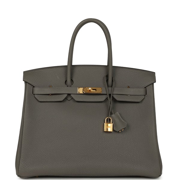 Pre-owned Hermes Birkin 35 Gris Meyer Togo Palladium Hardware