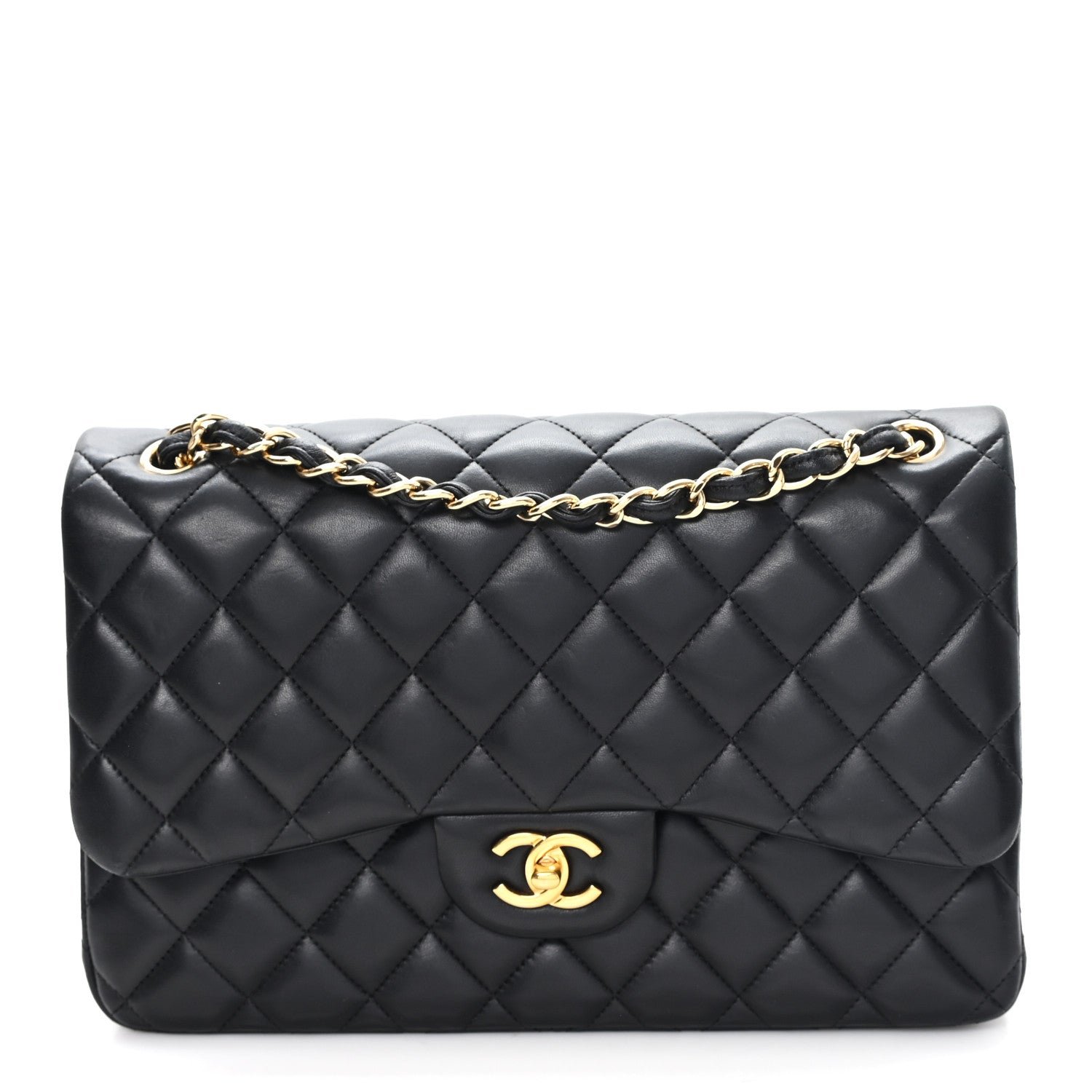 Chanel Lambskin Quilted Jumbo Double Flap Black
