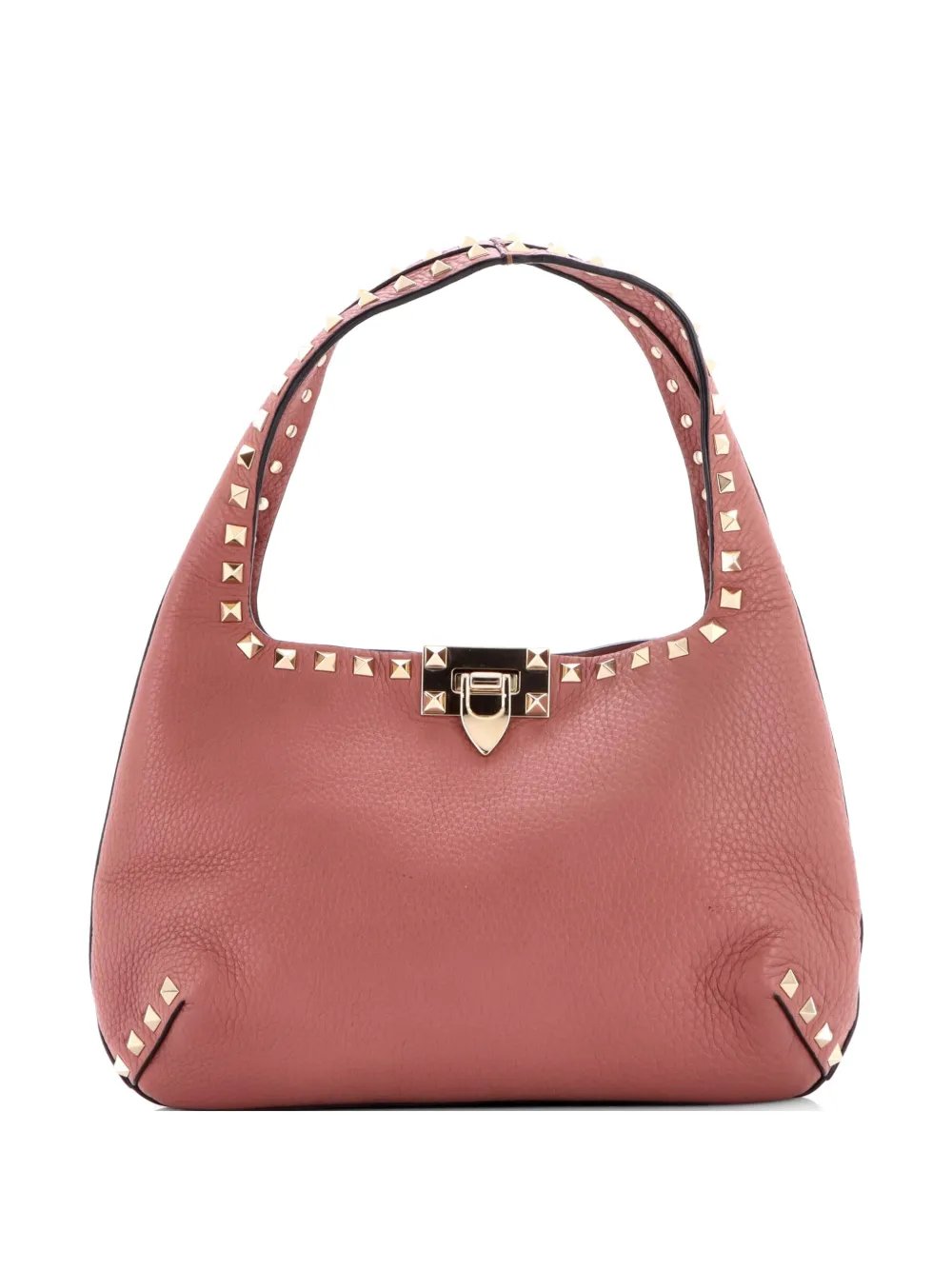 Rockstud Flip Lock Leather Small hobo bag