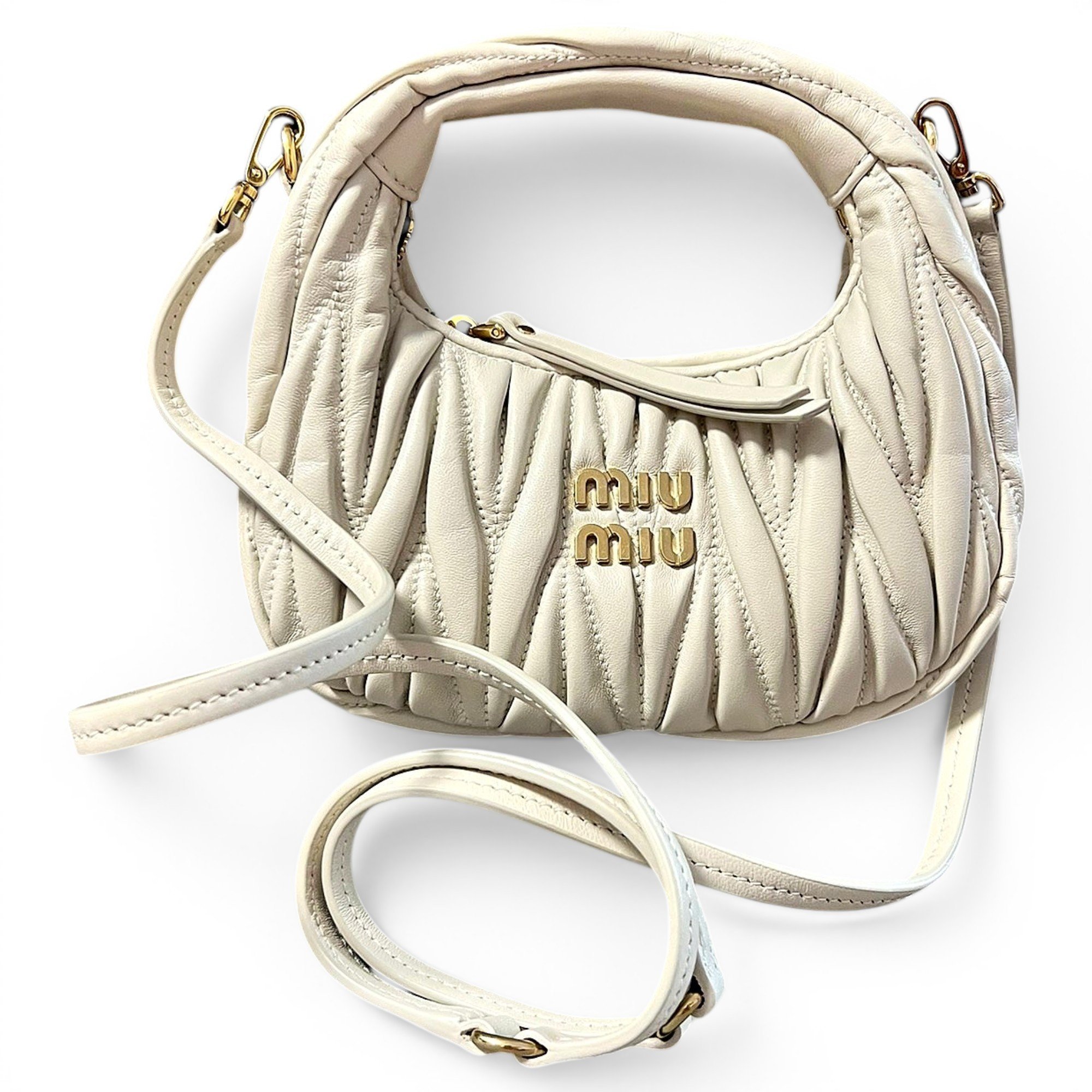 Miu Wander leather crossbody bag
