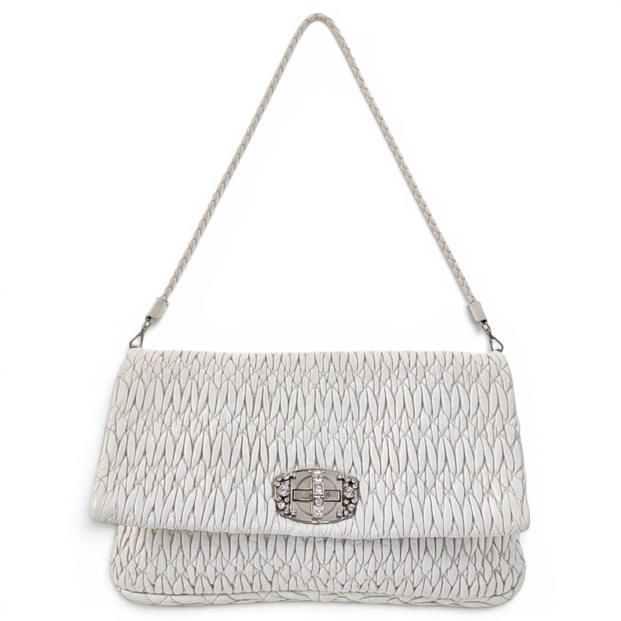Miu Crystal leather handbag