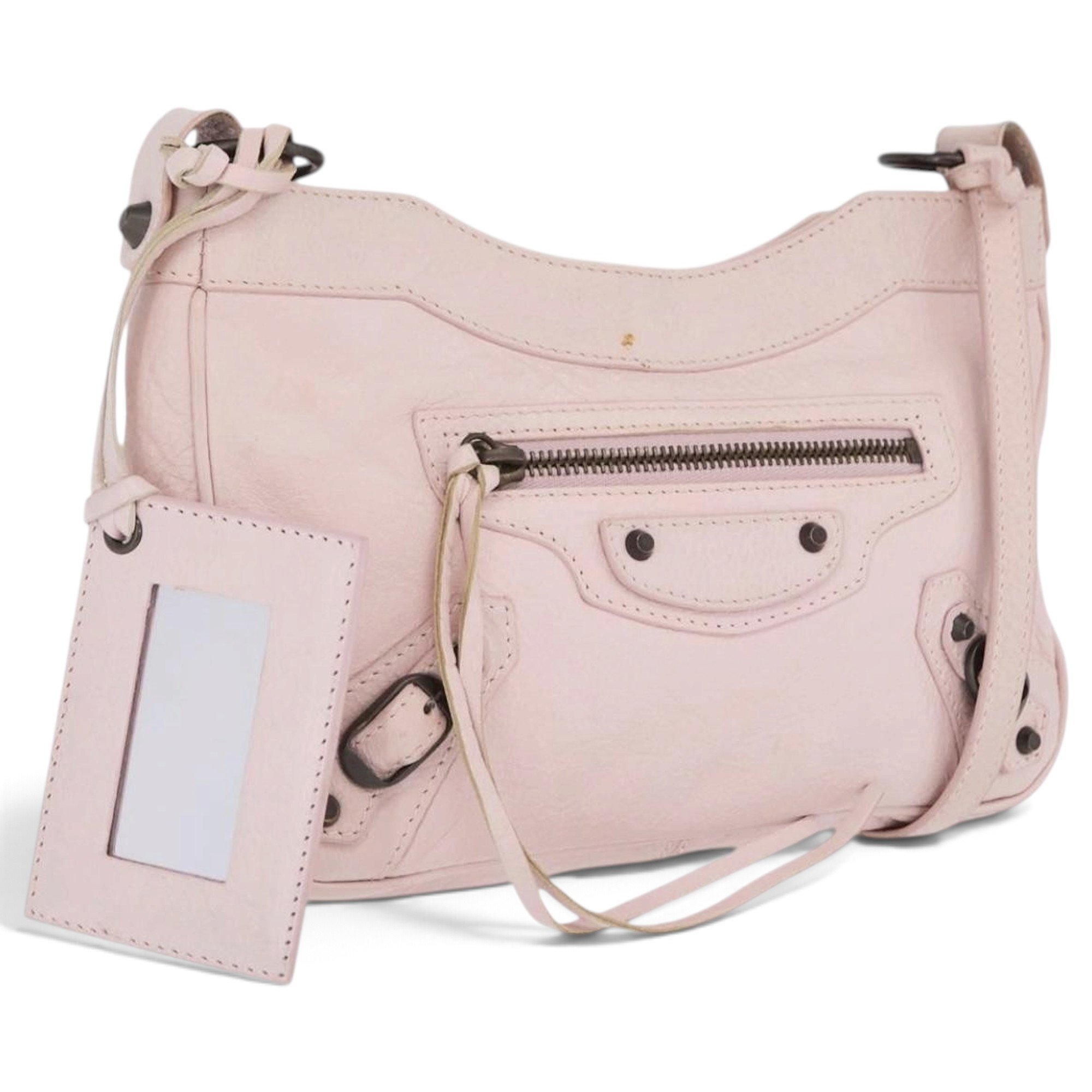 Hip leather handbag