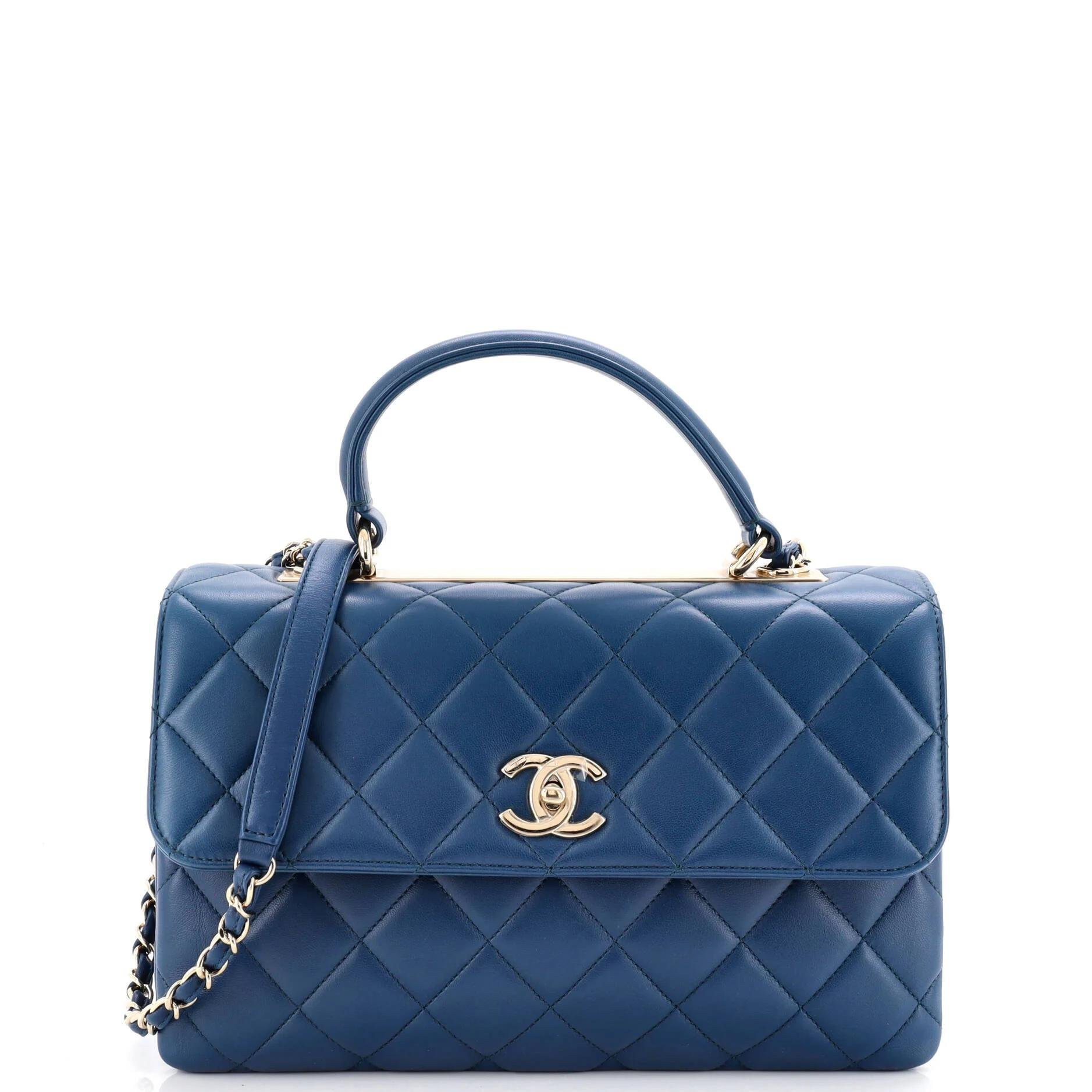 Trendy CC Top Handle leather handbag