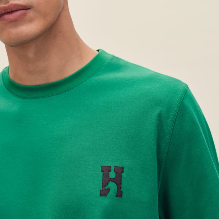 Menthe "H'Cheval" T-shirt With Leather Detail