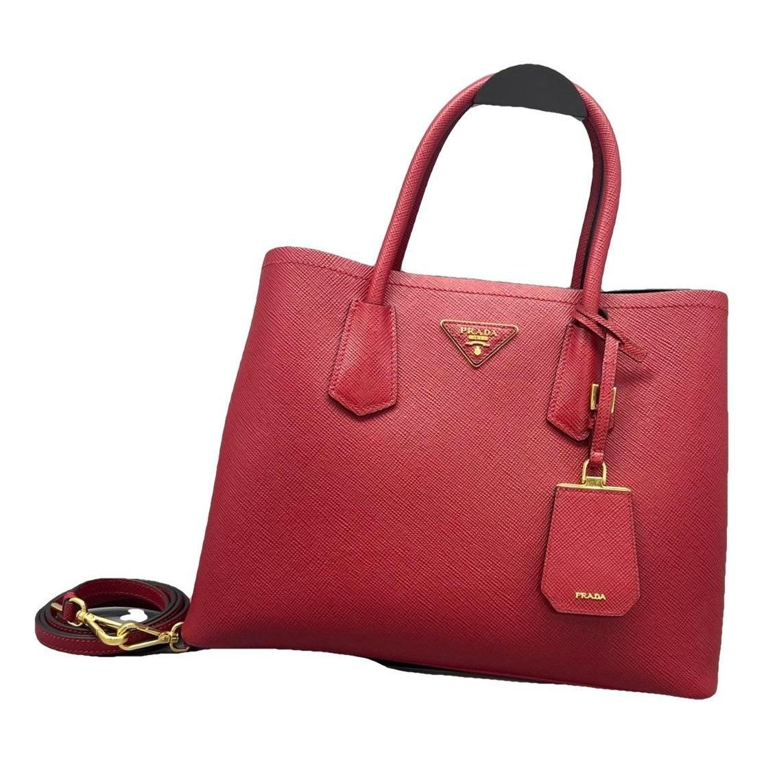Double leather handbag