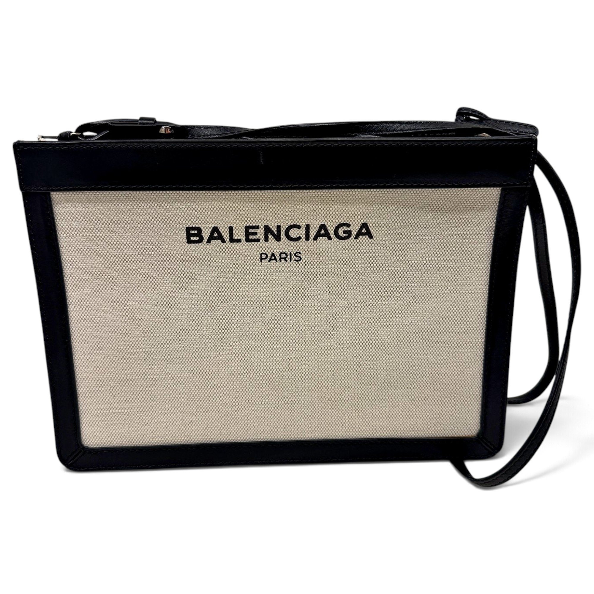 Navy cabas leather crossbody bag
