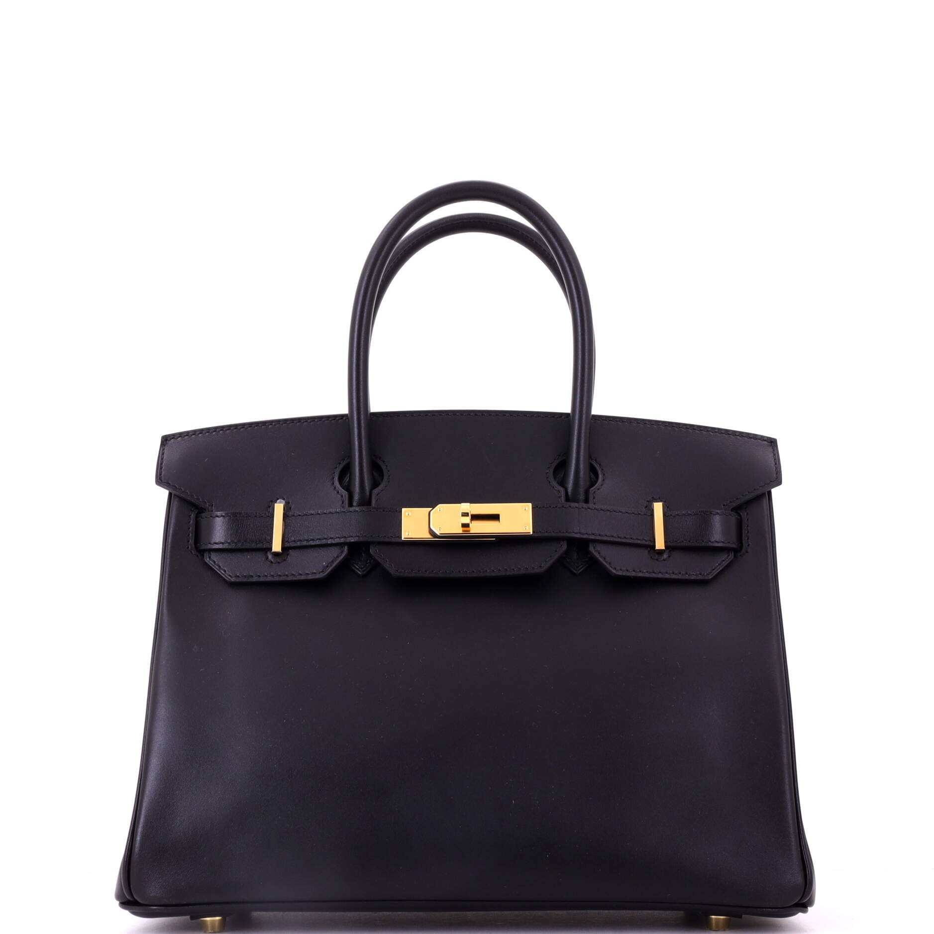 Birkin Handbag Noir Box Calf with Gold Hardware 30