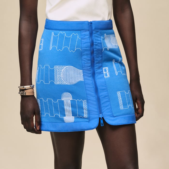 Bleu Cobalt "Bride a Bloc" Reversible Miniskirt