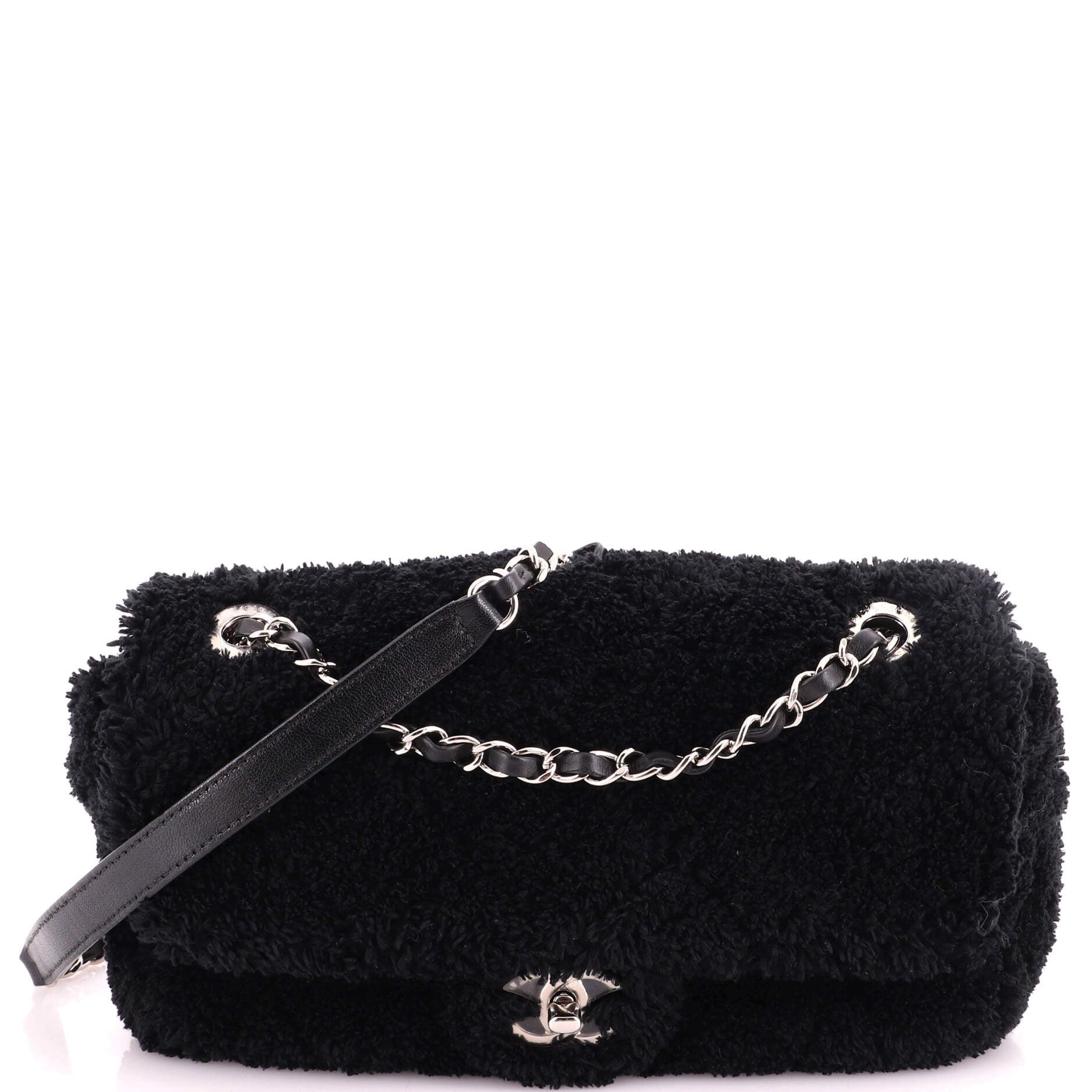 CC Chain Flap Bag Quilted Terry Cloth Medium