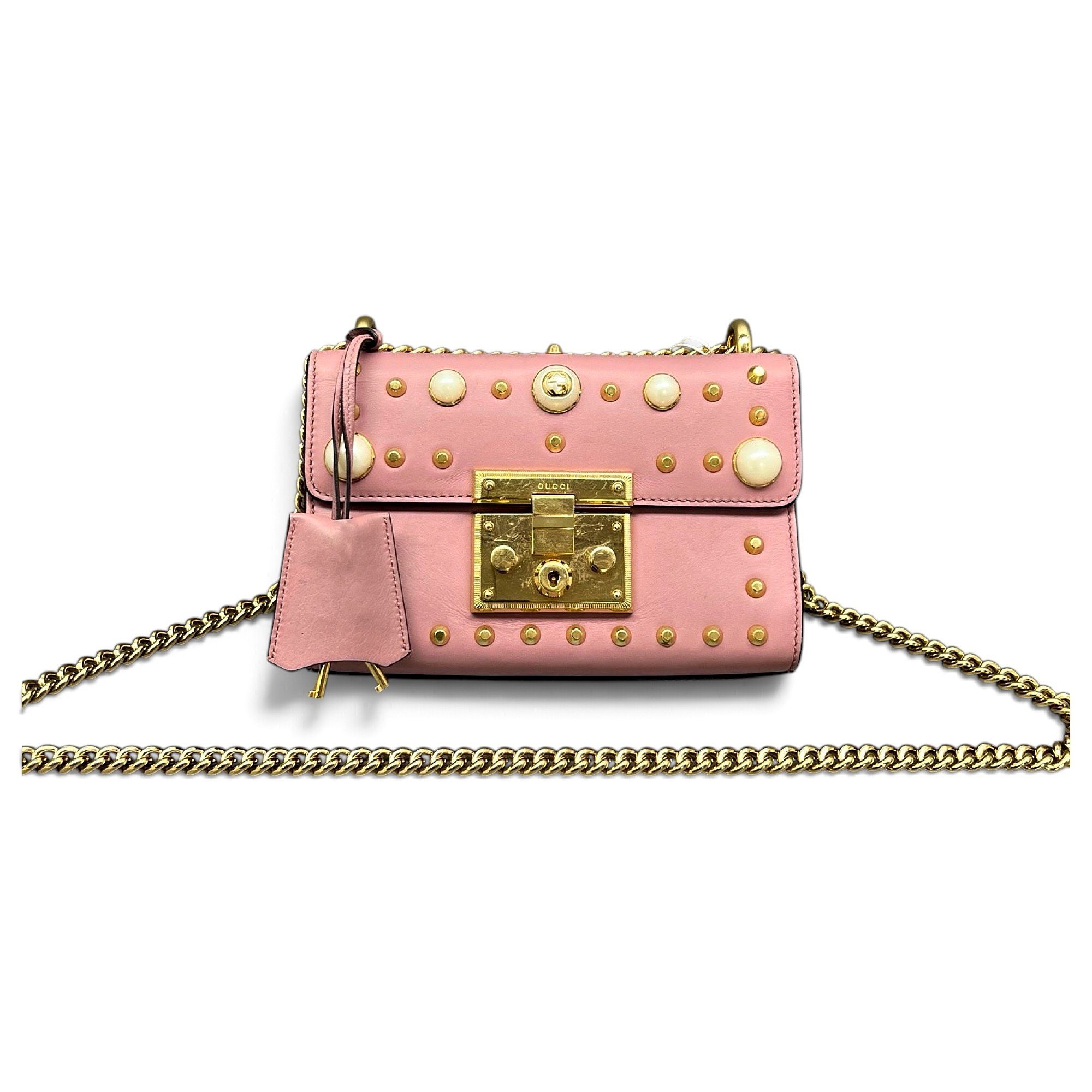 Padlock leather handbag
