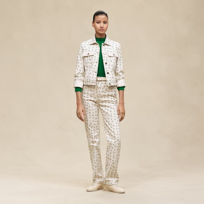 Beige Glaise "Porte-bonheur Bandana" Straight Leg Pants
