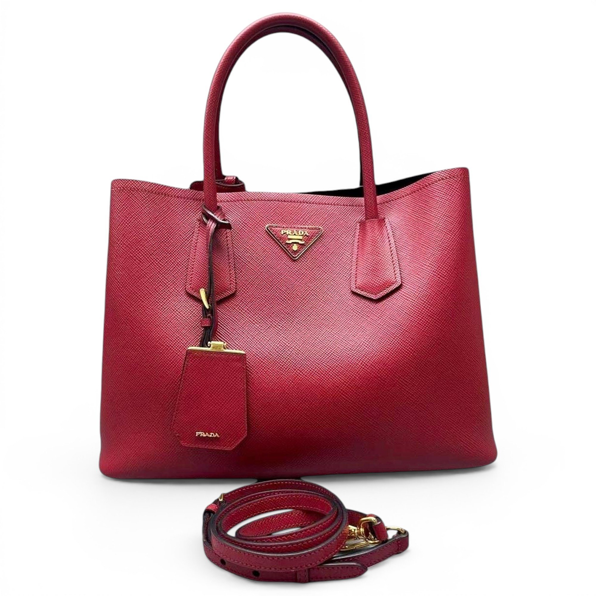 Double leather handbag