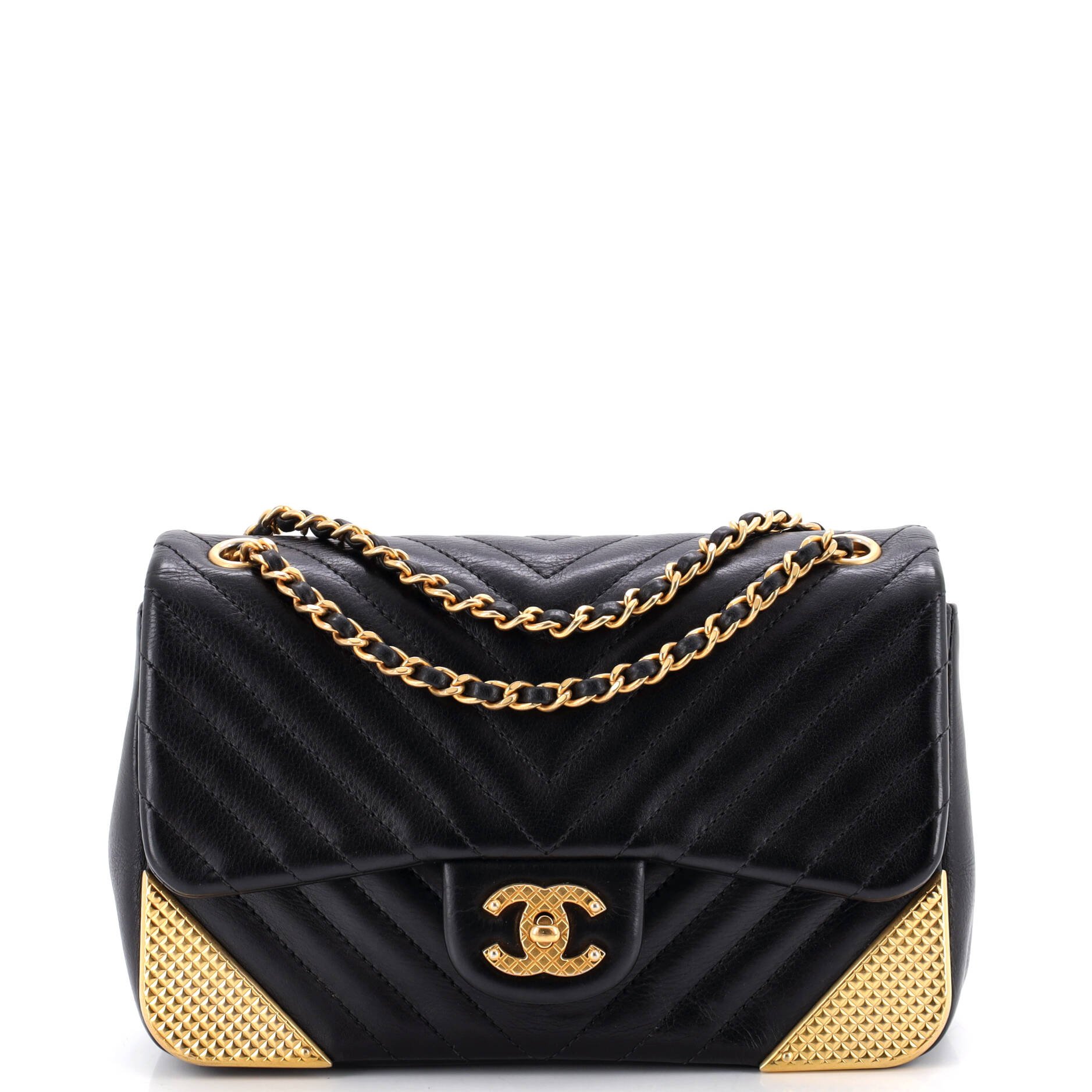 Rock the Corner Flap Bag Chevron Calfskin Mini