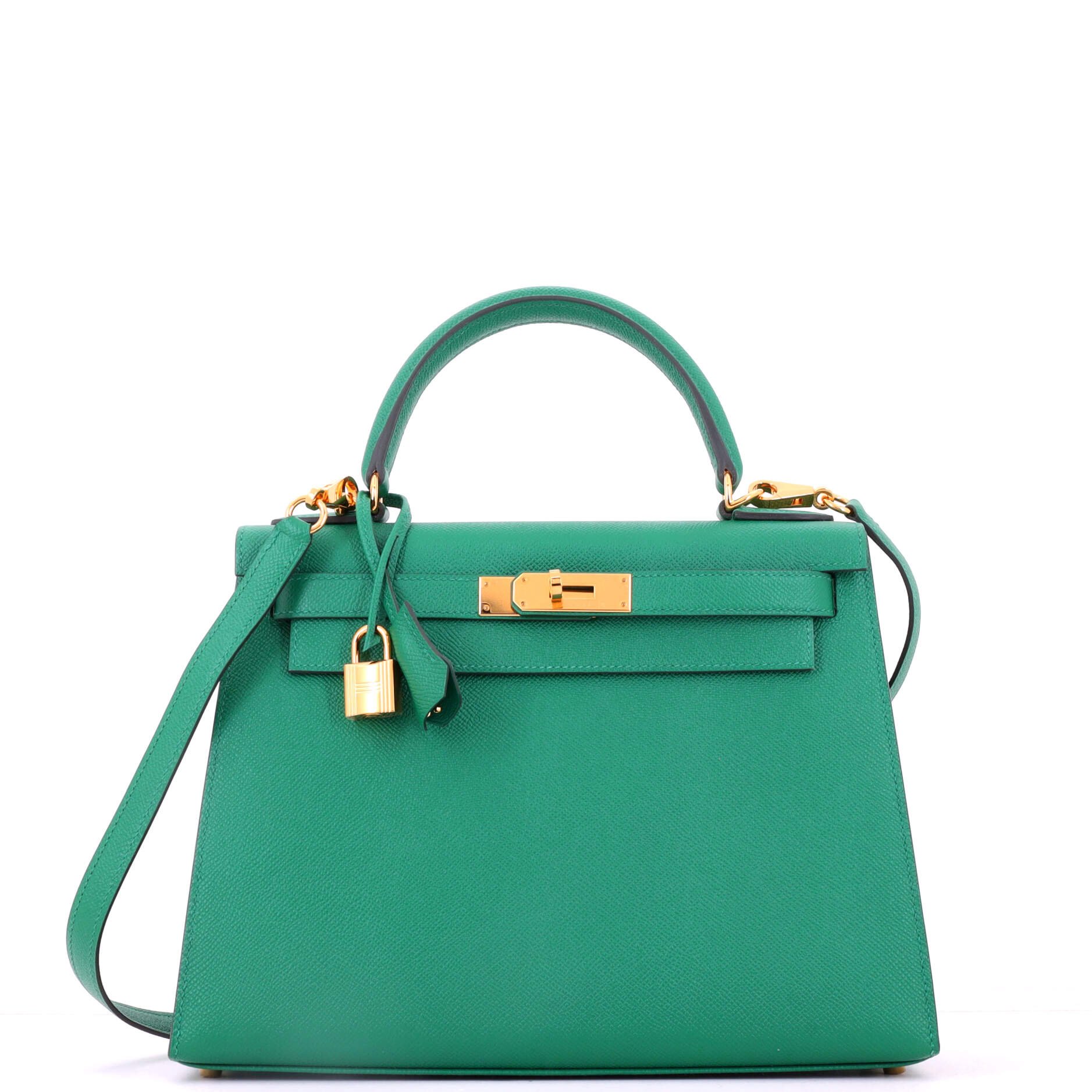 Kelly Handbag Vert Vertigo Epsom with Gold Hardware 28