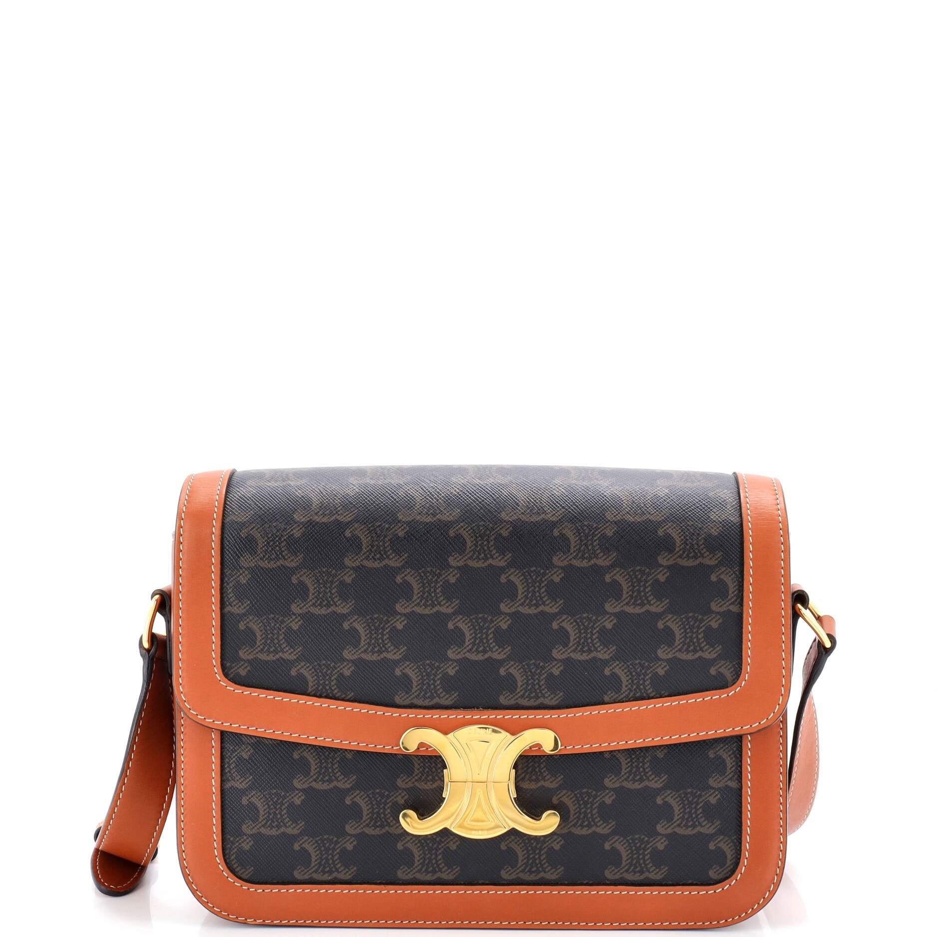 Celine Triomphe Shoulder Bag Triomphe Coated Canvas Medium