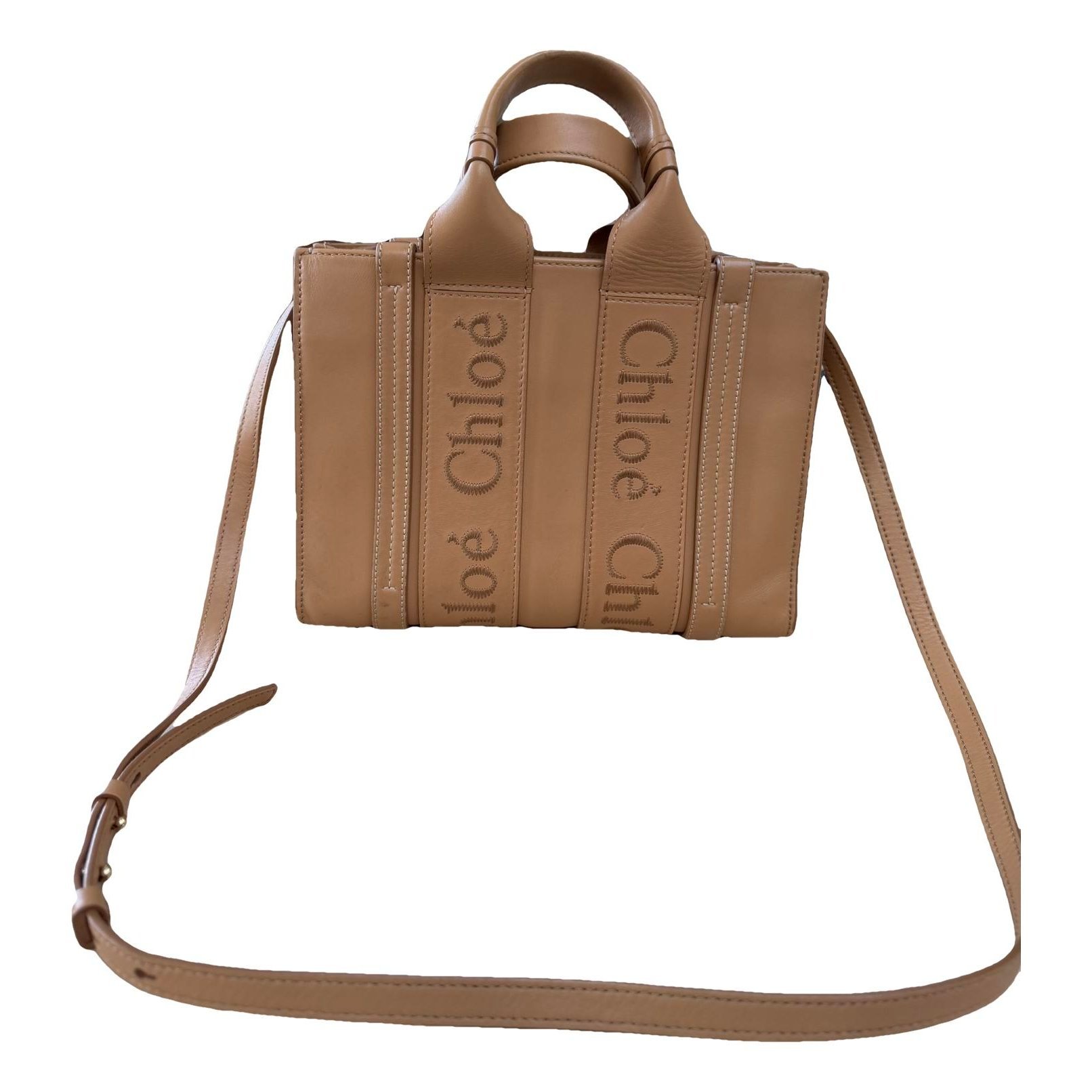 Woody leather tote