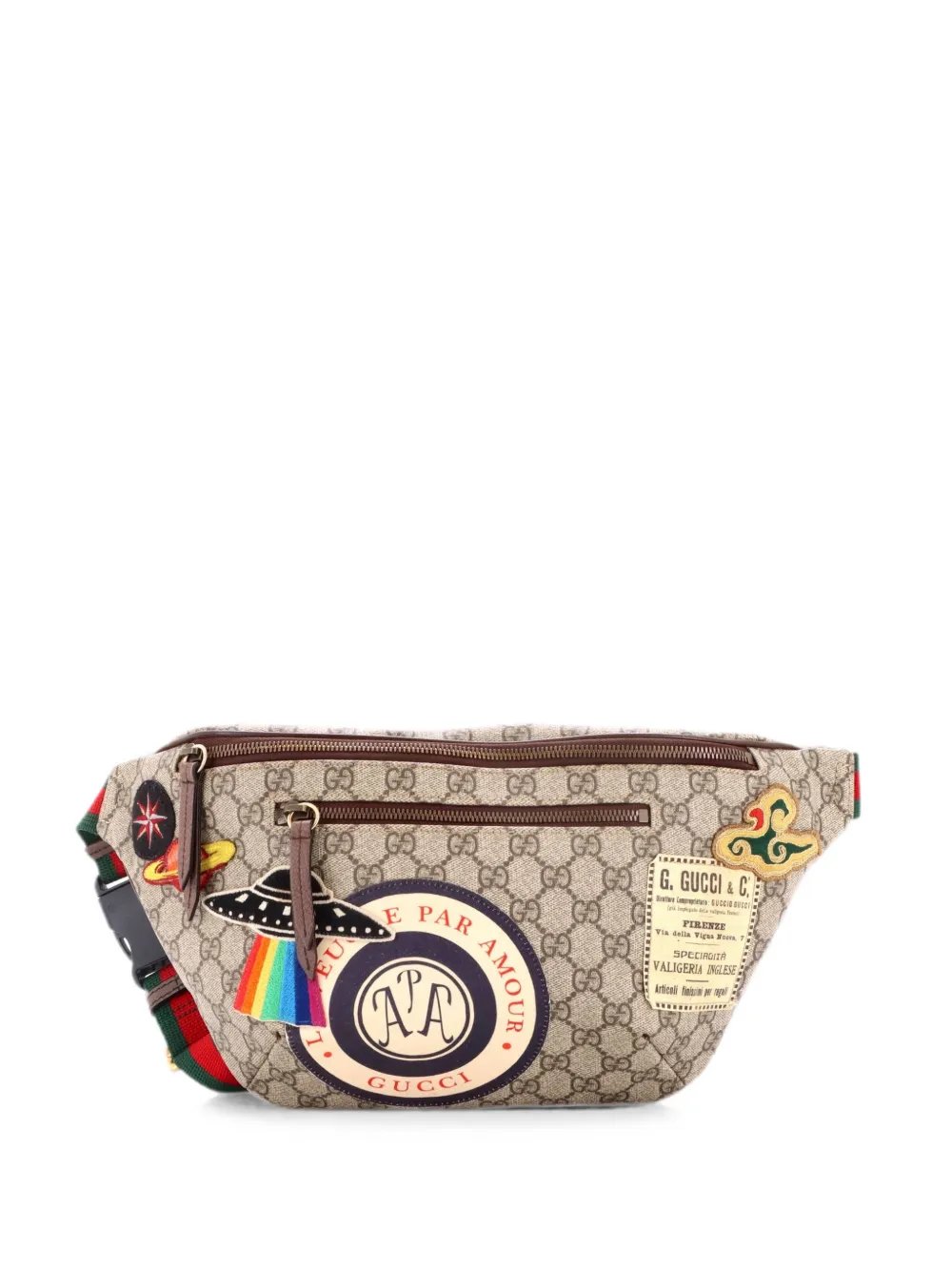 Courrier Zip GG Coated Canvas with Applique belt bag