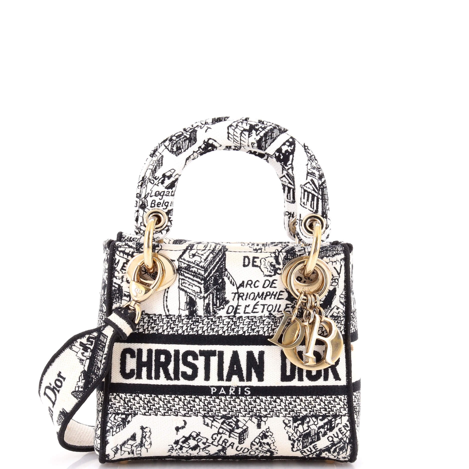 Lady D-Lite Bag Embroidered Canvas Mini