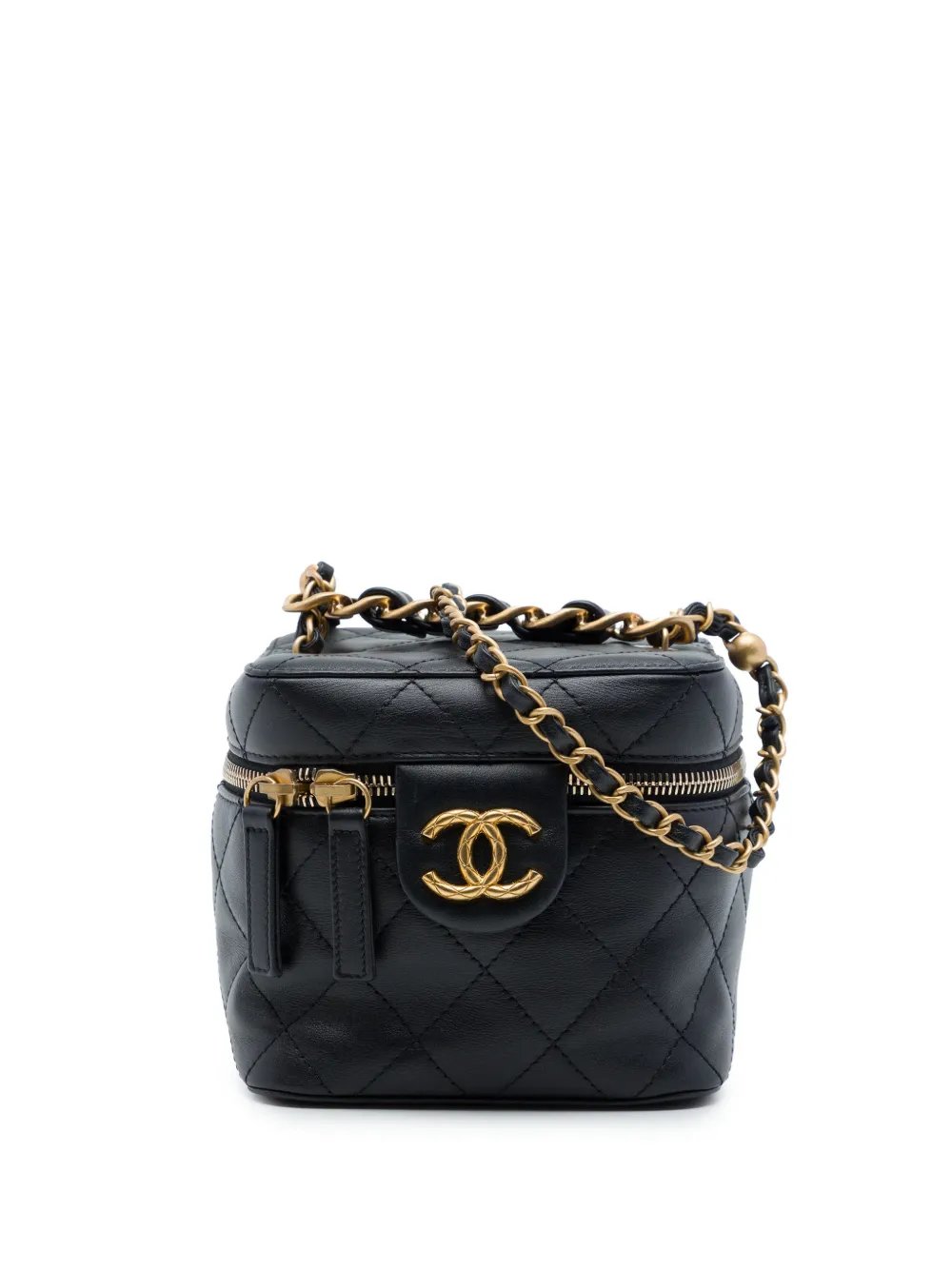 2021-2026 Small Quilted Calfskin Chain Bar Vanity Case with Chain satchel