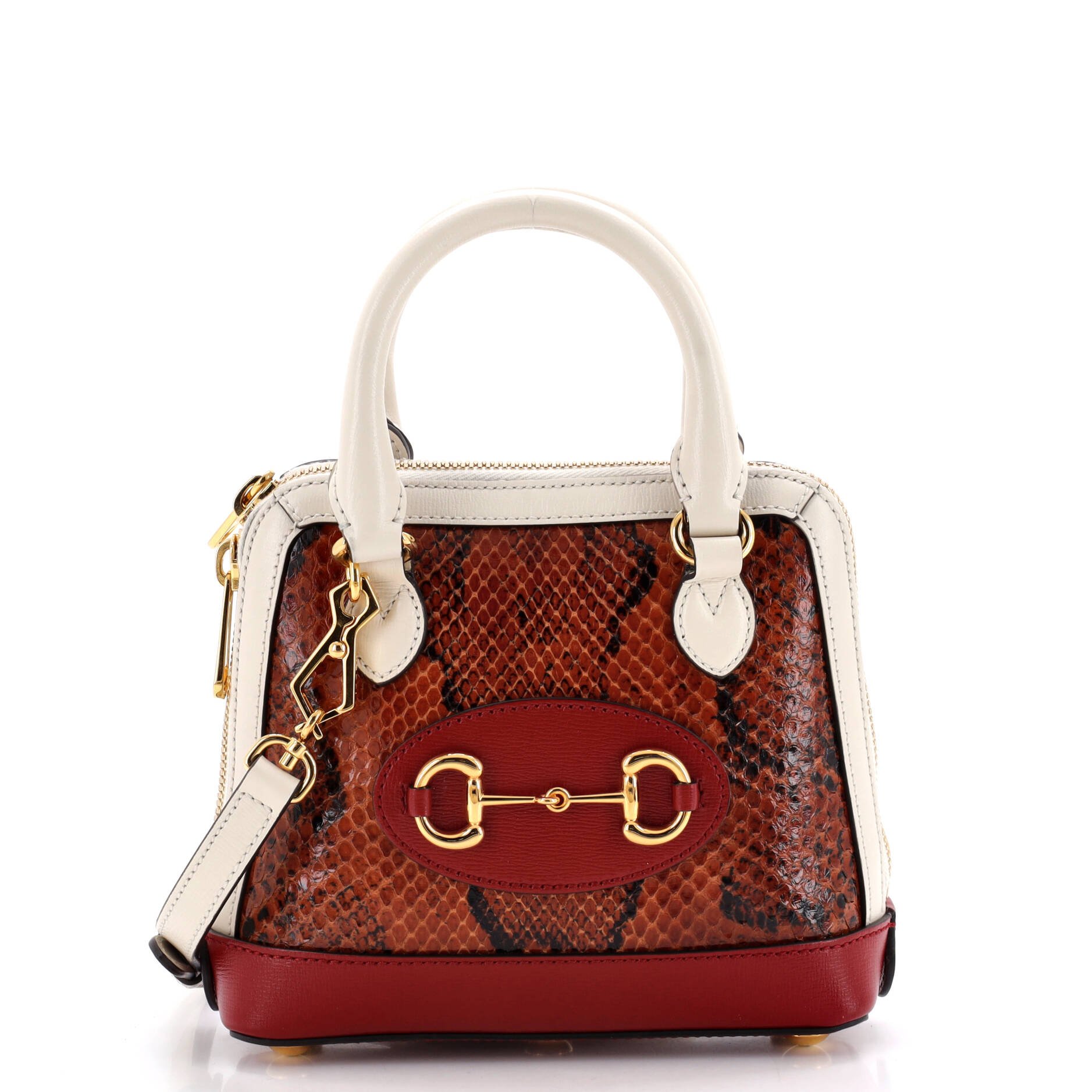 Horsebit 1955 Top Handle Bag Python and Leather Mini